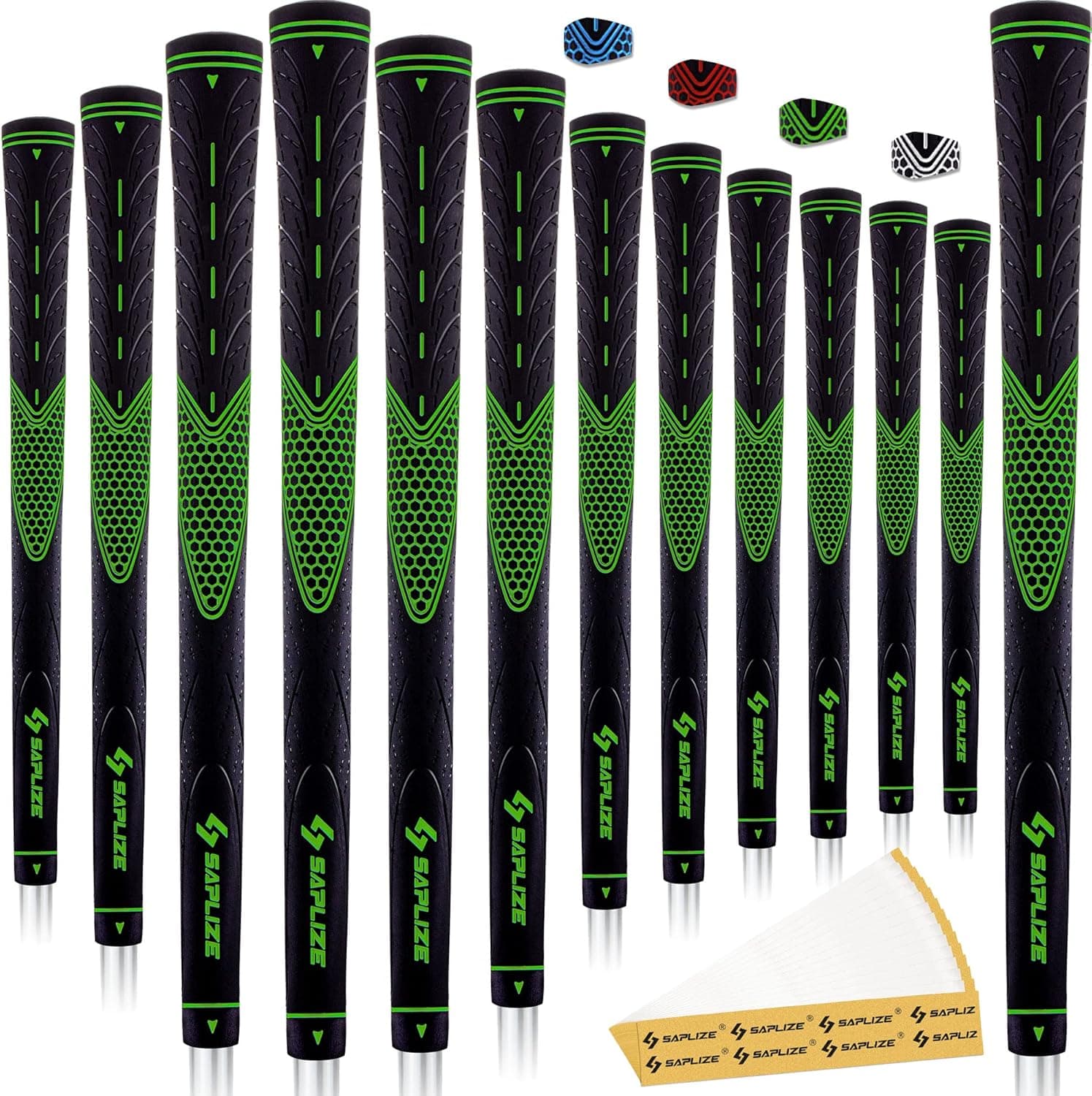 SAPLIZE CC01 Golf Grips 13 Pack, High Feedback, Non Slip Design, Options of 4 Colors, Standard/Midsize, Update/Deluxe Kits for Choice, Rubber Golf Club Grips