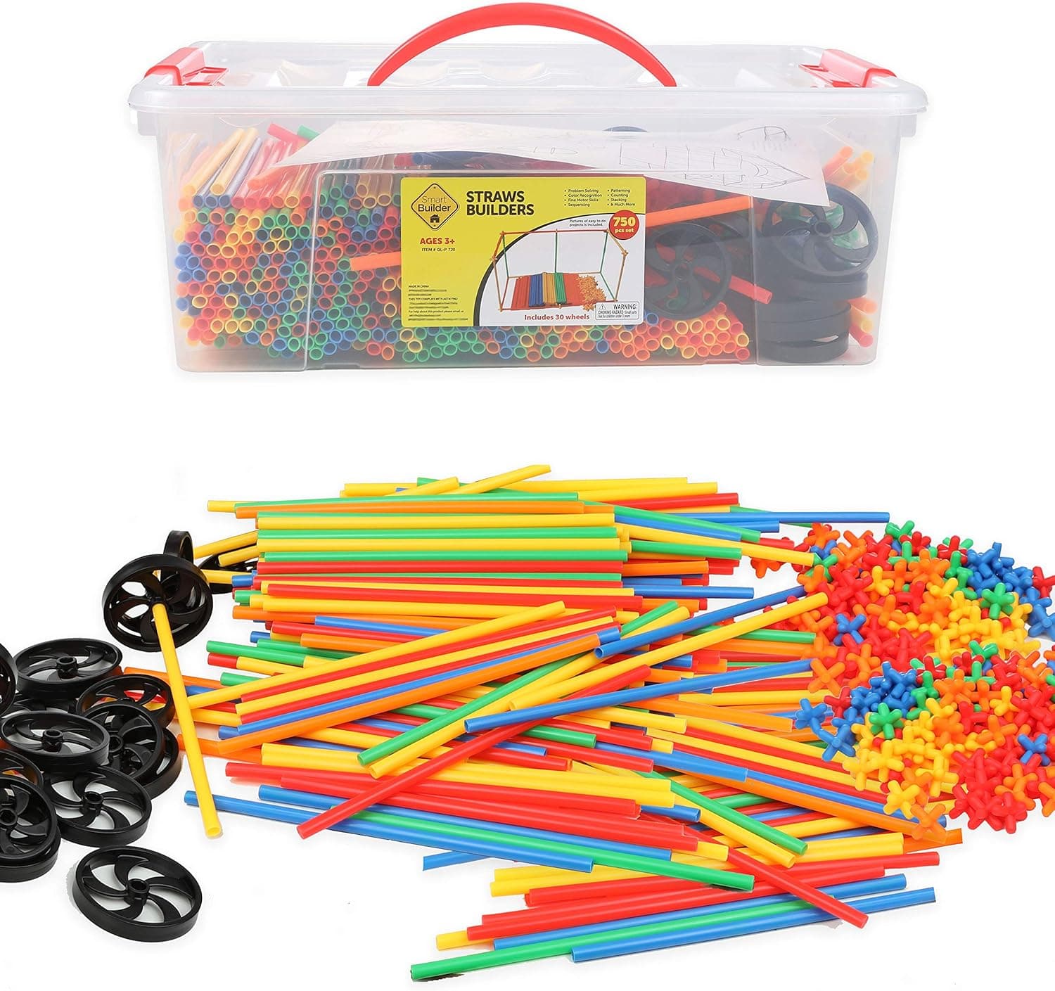 Smart Builder Toys Straw and Connector STEM Building Straws Toy 750 Piece Interlocking Educational Construction Engineering Play Set