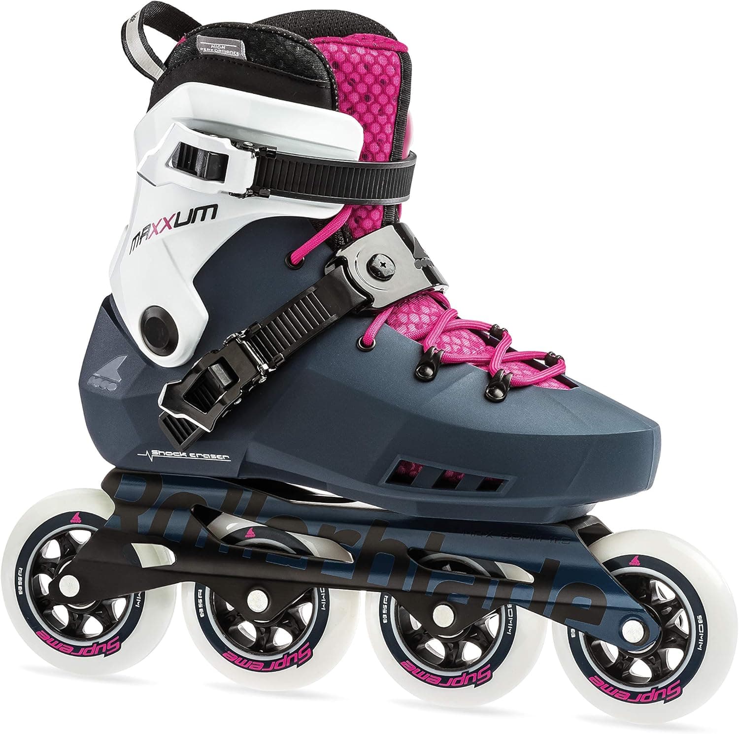 Rollerblade Maxxum Edge 90 Womens Adult Fitness Inline Skate, Sapphire and Raspberry, Premium Inline Skates