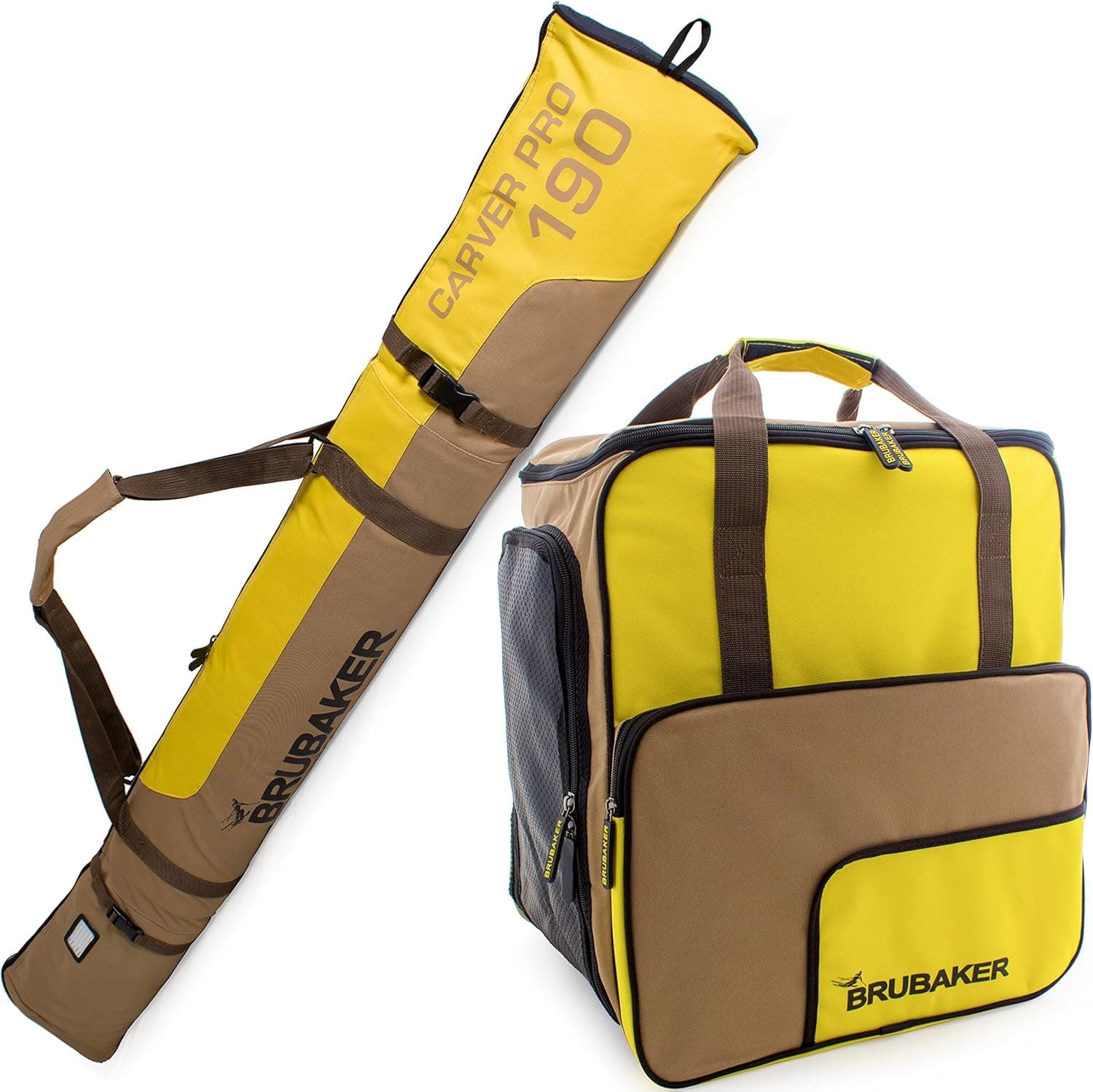 BRUBAKER Superfunction - Limited Edition - Combo Ski Boot Bag and Ski Bag for 1 Pair of Ski, Poles, Boots and Helmet