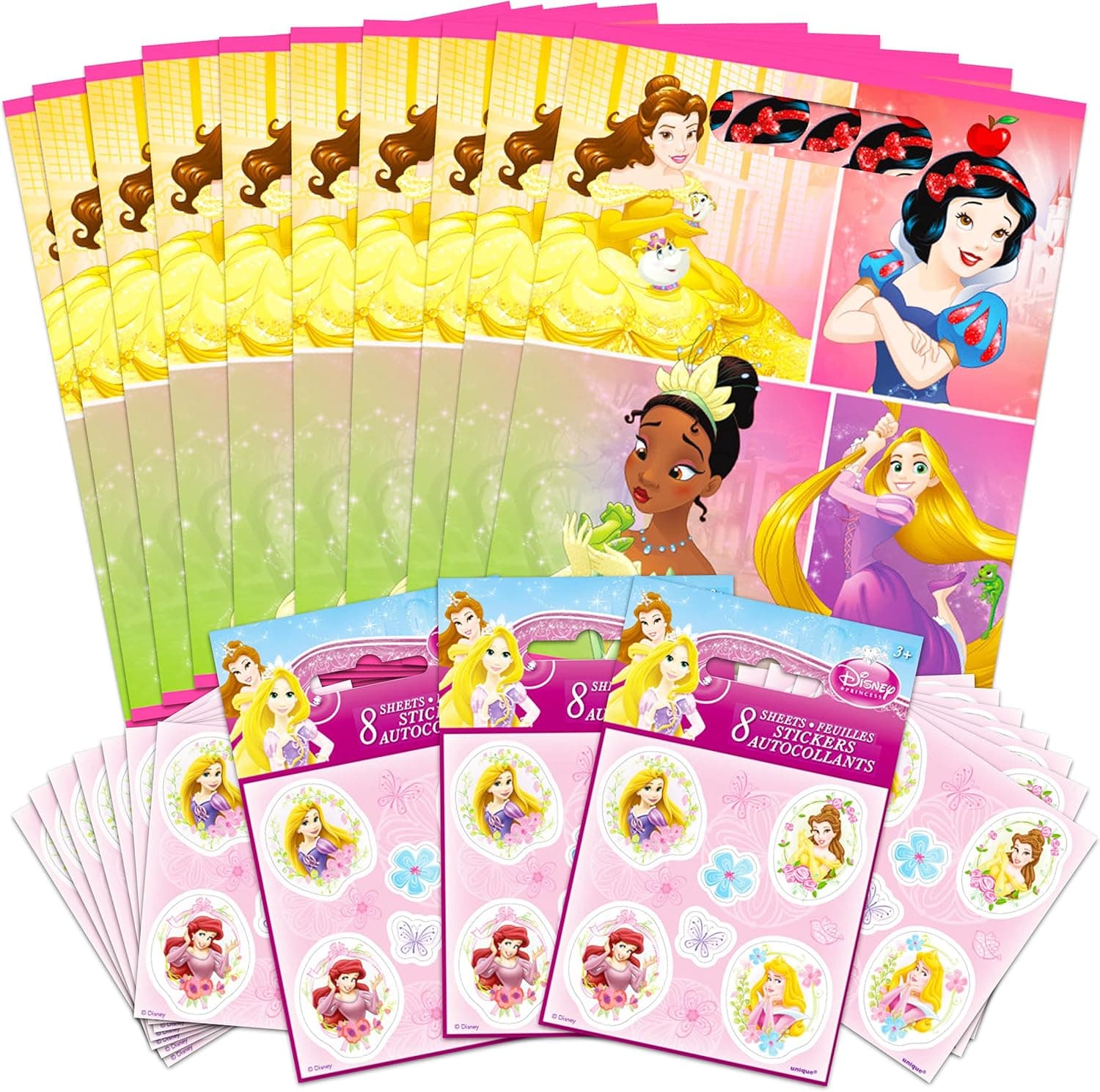 Disney Bundle Princess Treat Bags Bundle with 24 Princess Party Favors Bags Loot Bags Goodie Bags with Disney Princess Stickers (Princess Party Supplies)