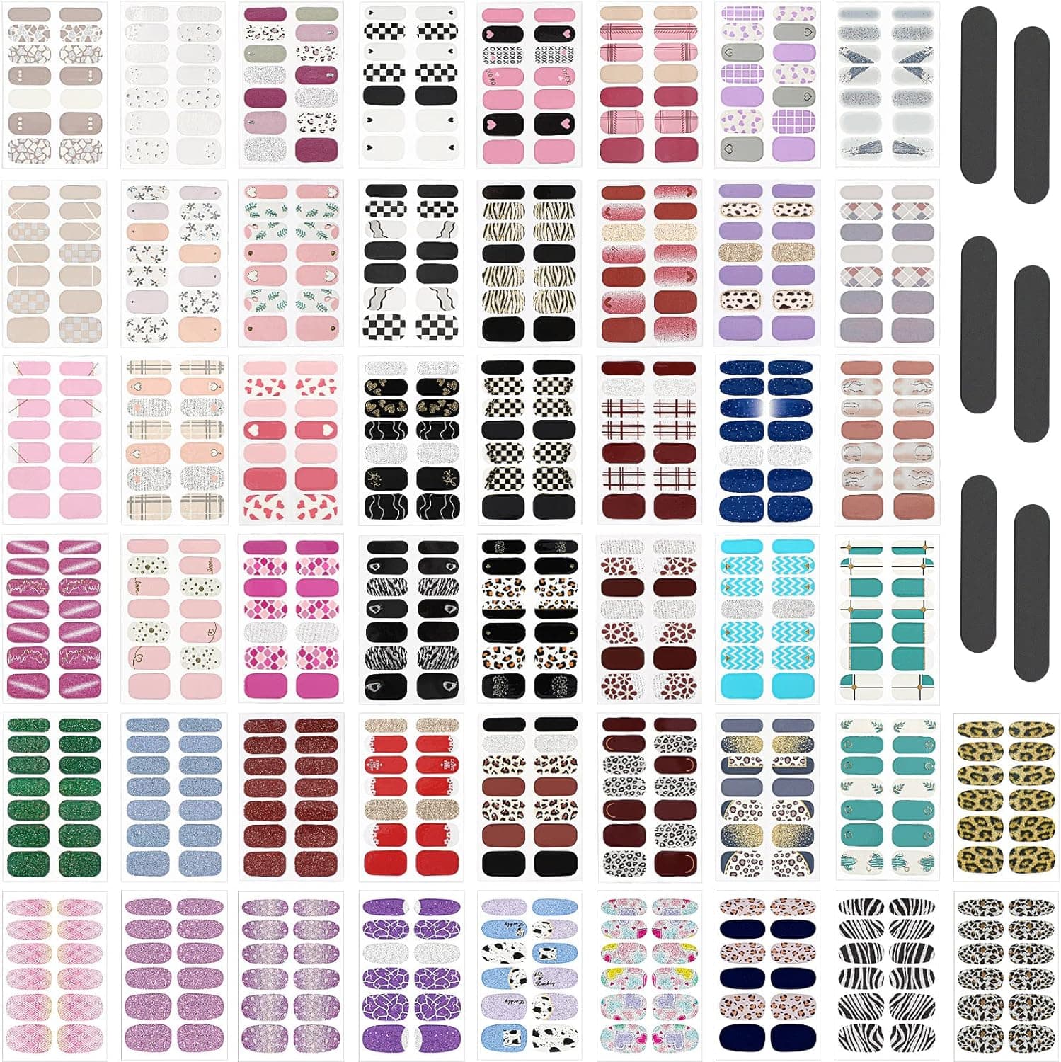 680 Pieces 50 Sheets Nail Polish Strips Full Wraps Nail Stickers Self-Adhesive Nail Decals with Nail Files for Women Girls DIY Nail Decoration (Cute Style)