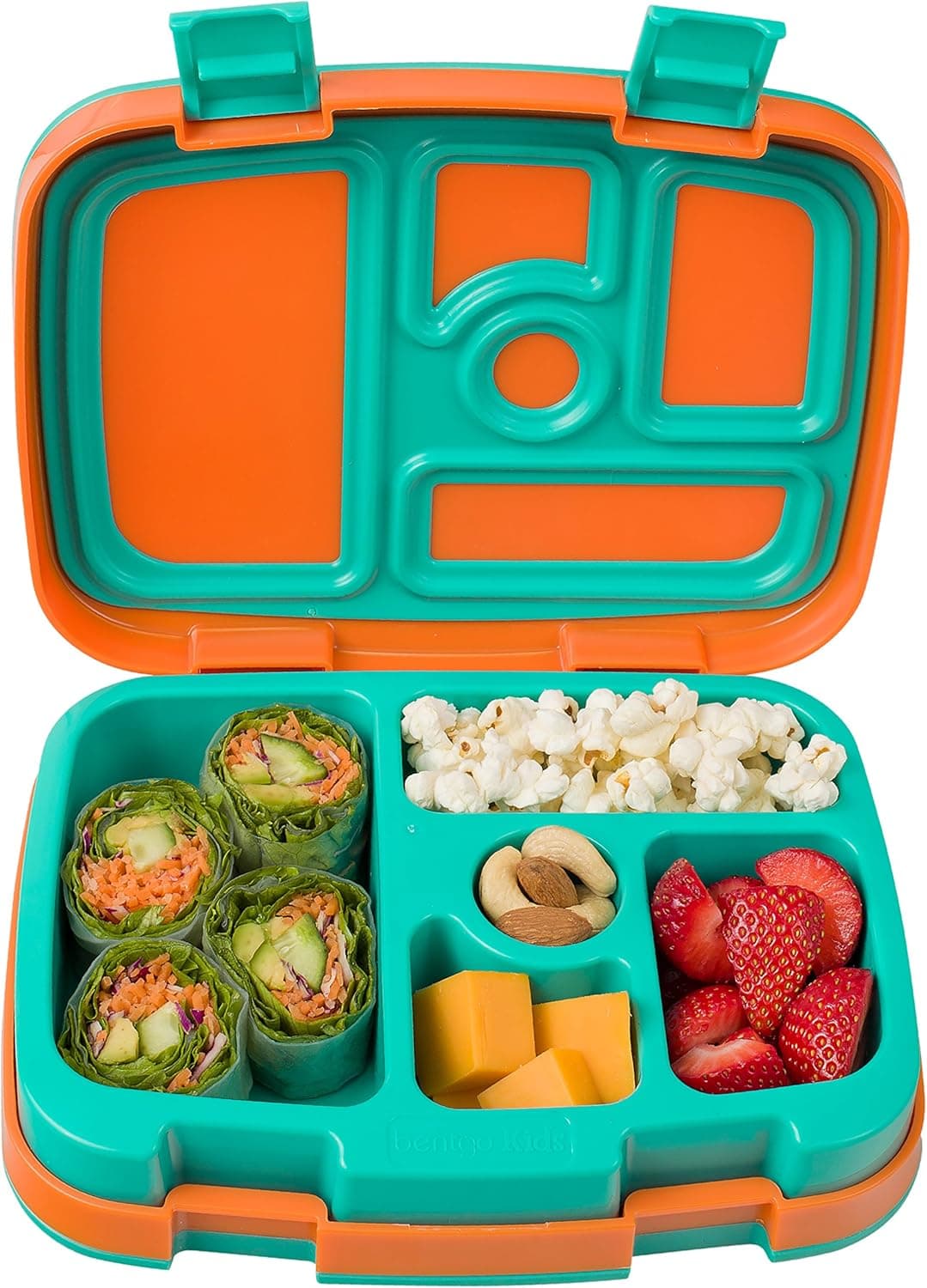 Bentgo® Kids Brights Bento-Style 5-Compartment Lunch Box - Ideal Portion Sizes for Ages 3 to 7 - Leak-Proof, Drop-Proof, Dishwasher Safe, BPA-Free, & Made with Food-Safe Materials (Orange)