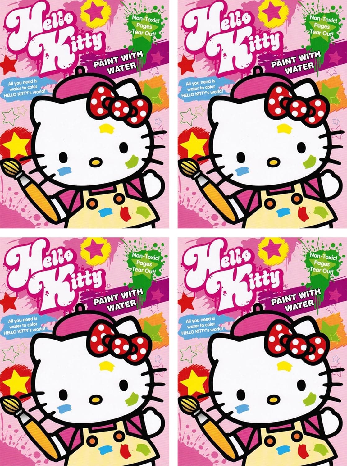 SANRIO Hello Kitty Paint with Water Book 12 Tear Out Pages (4 Pack)