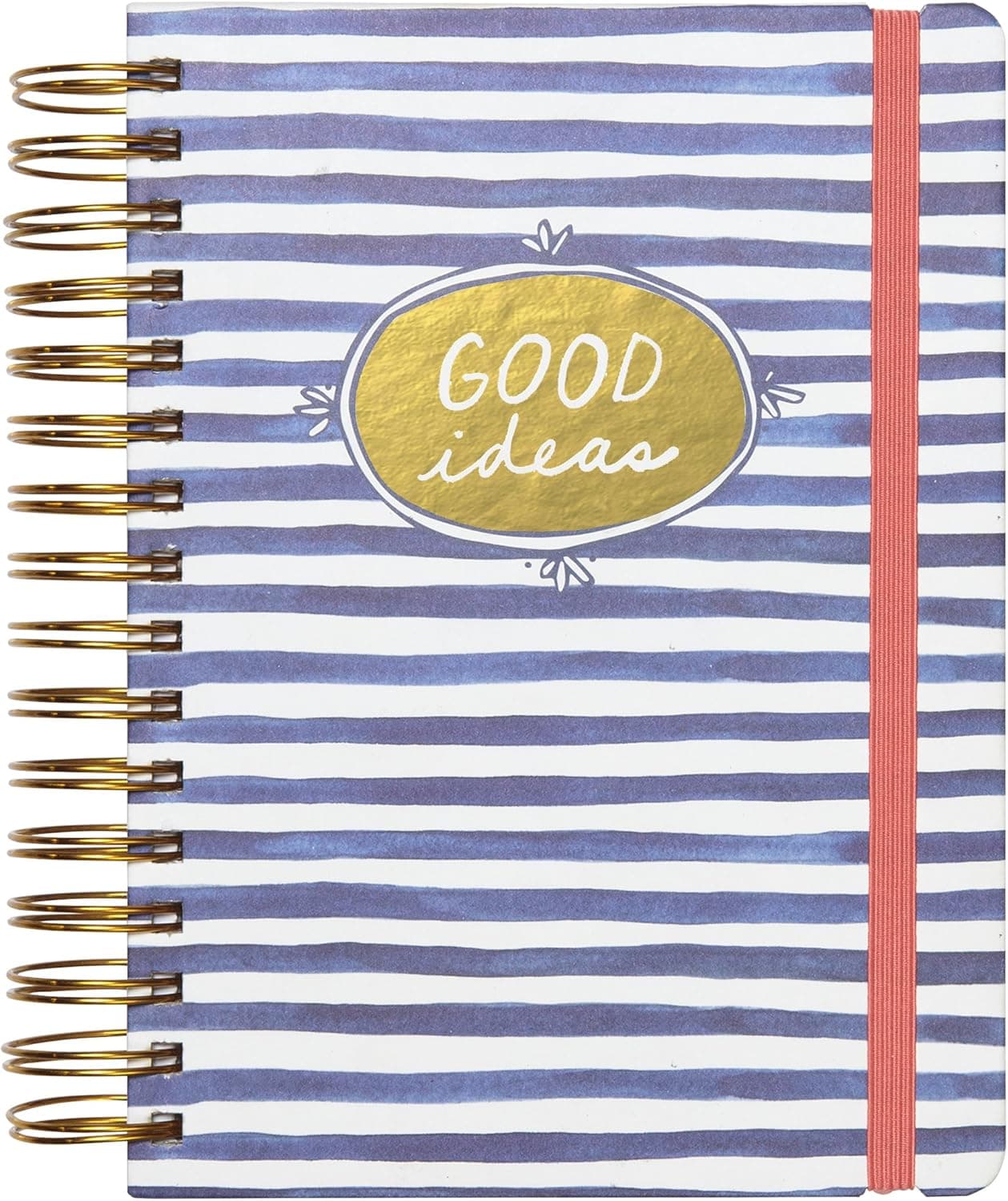 C.R. Gibson White and Gold 'Good Ideas' Spiral Notebook Blank, Lined, and Dot Grid Journal, 480 pgs, 6.25 W x 8.2 H Inches