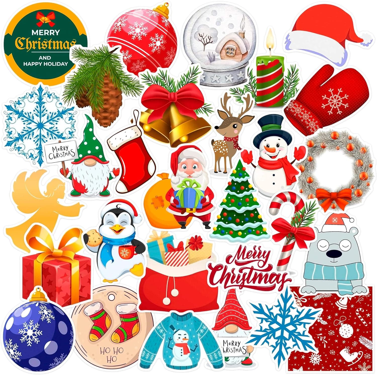 Christmas Stickers.Merry Christmas Stickers,Holiday Stickers,Christmas Wall Decals,Santa Stickers,Christmas Snowflakes,Snowman Christmas Tree Stickers.Christmas Stickers for Crafts Gift for Kids.