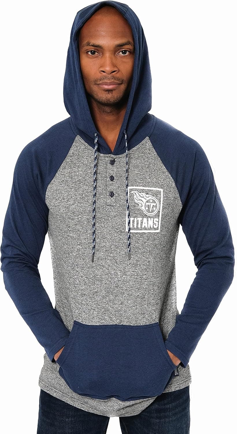 Ultra Game NFL Mens Fleece Hoodie Pullover Sweatshirt Henley