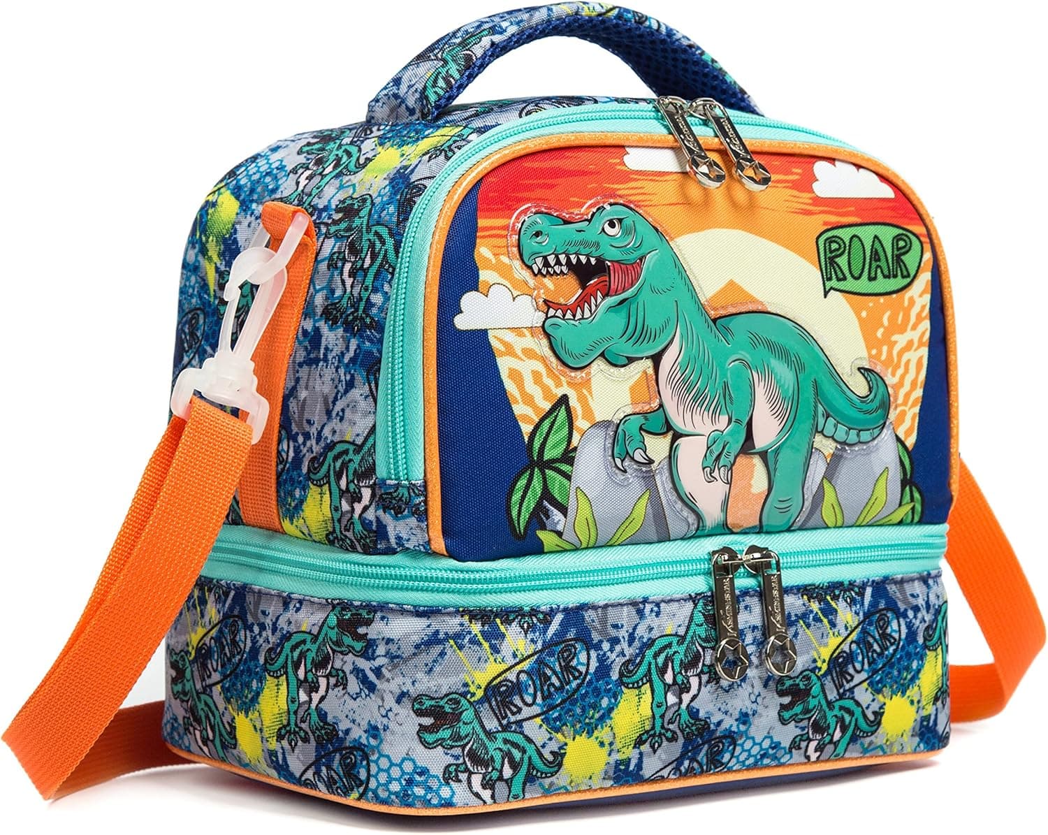 MOHCO Kids Lunch Bag Insulated Bento Cooler Bag Two compartments Cooler for Boys and Girls with Adjustable Strap Travel Lunch Tote
