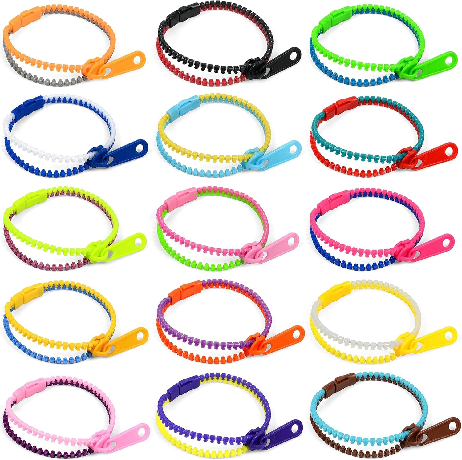 85-Pack Zipper Bracelets Set,Friendship Fidget Bracelets 7.5 Inches Sensory Toys Party Pack,Stress Relief Toys,Fidget Toys,Friendship Bracelets for Classroom Rewards,Birthday Party Favors,Goodie Bag Fillers
