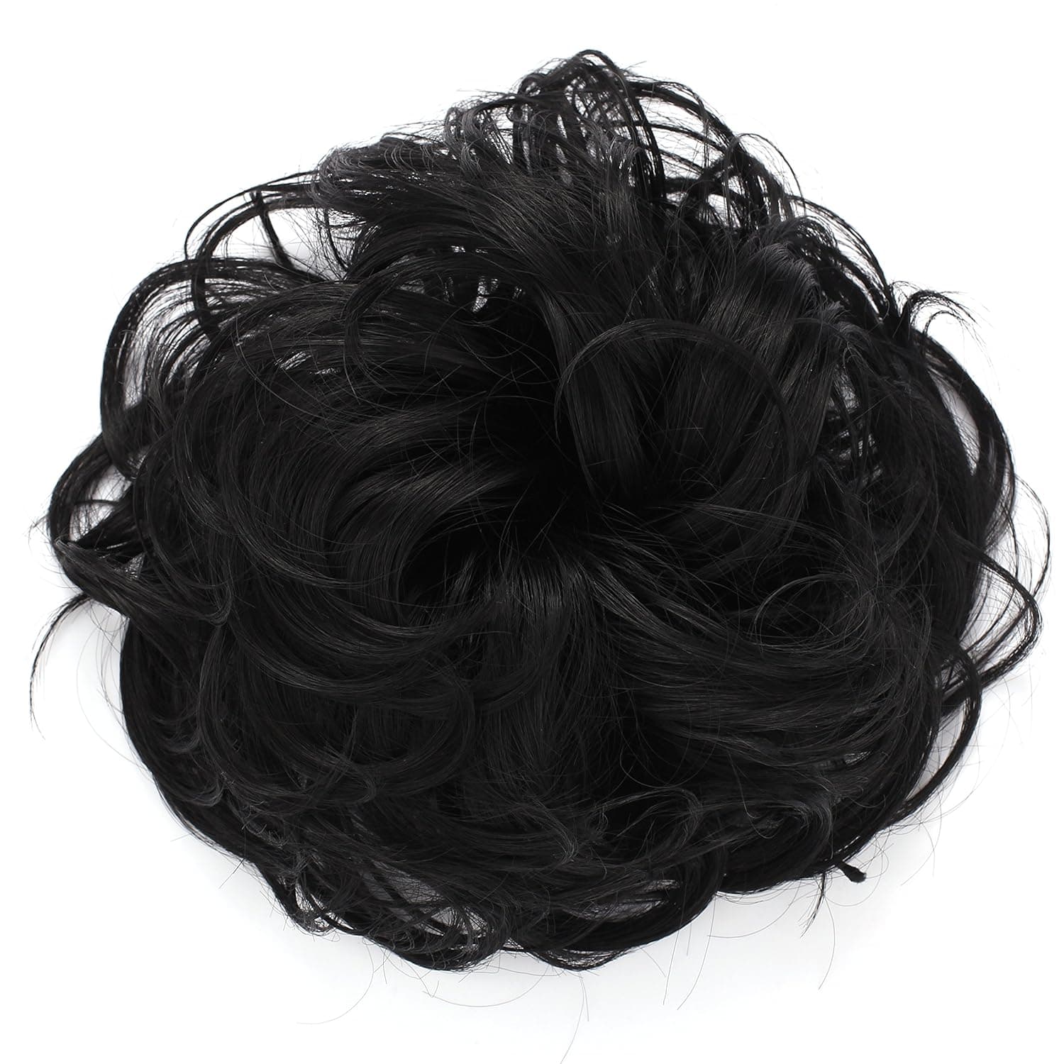 Onedor Premium Synthetic fiber Clip on Messy Chignon Bun Hair Extension Hair Piece Wig. Silky Smooth and Secure (2#-Darkest Brown)