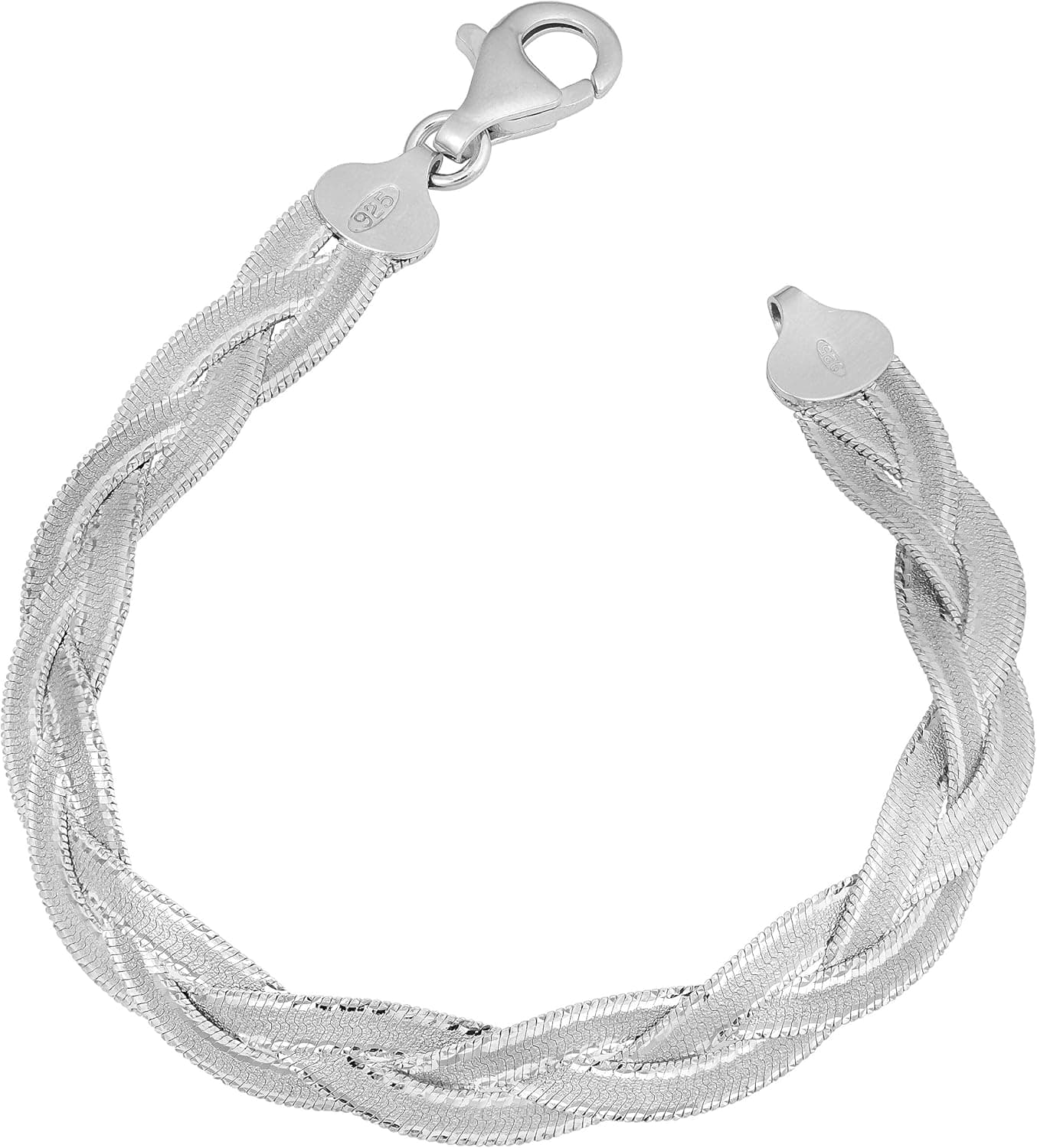 Kooljewelry Sterling Silver Braided Herringbone Bracelet (7.5 inch)