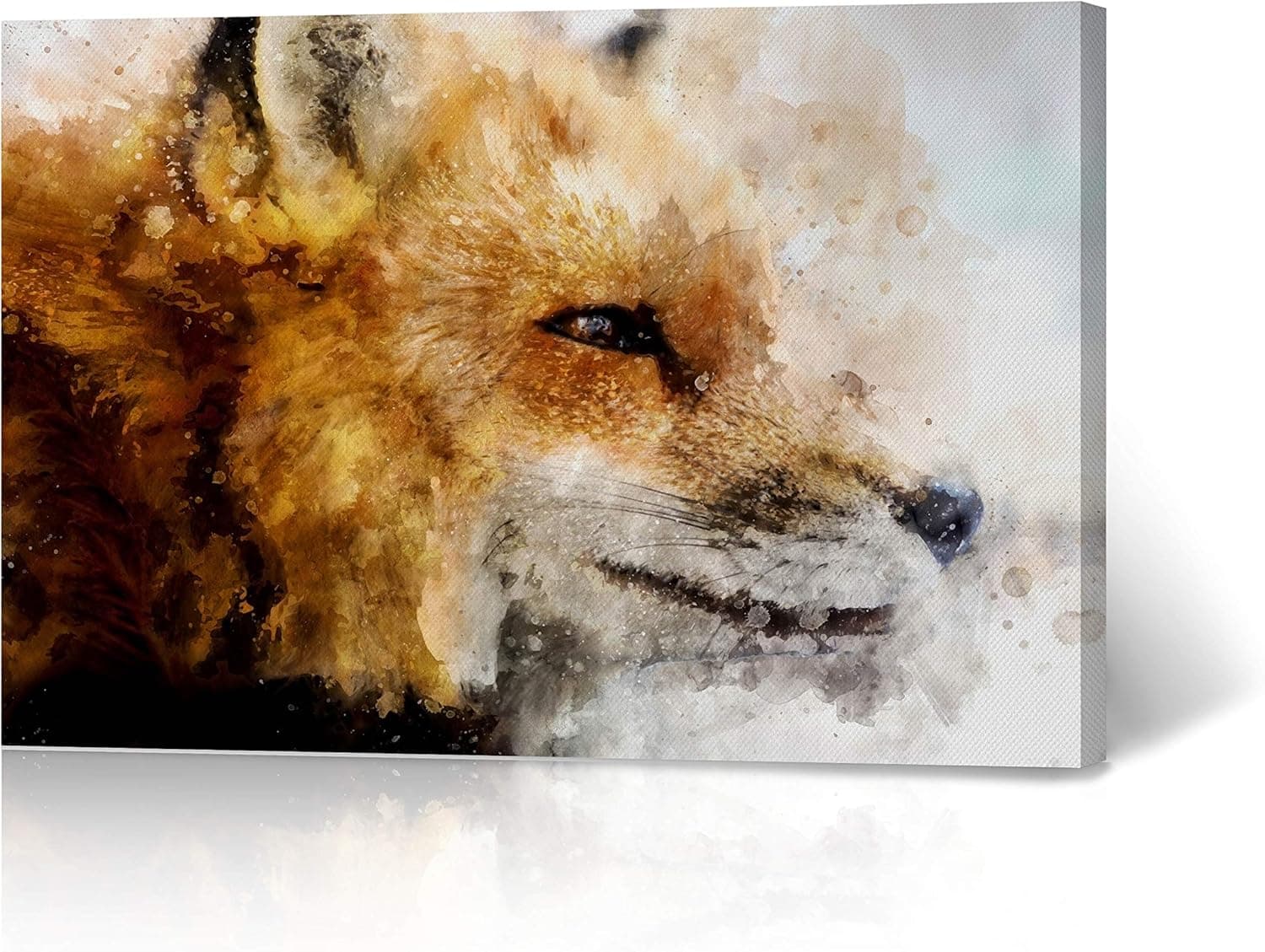 Fox Canvas Print Watercolor Paint White Background Canvas Wall Art Animal Wall Art Home Decor Ready to Hang- Made in USA- 11x17 inches