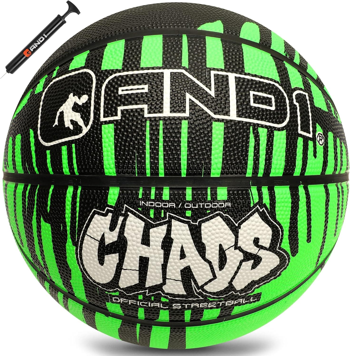 AND1 Chaos Rubber Basketball (Drip Collection) - Official Size 7 (29.5”) Streetball, Made for Indoor and Outdoor Basketball Games, Sold Deflated (Pump NOT Included)