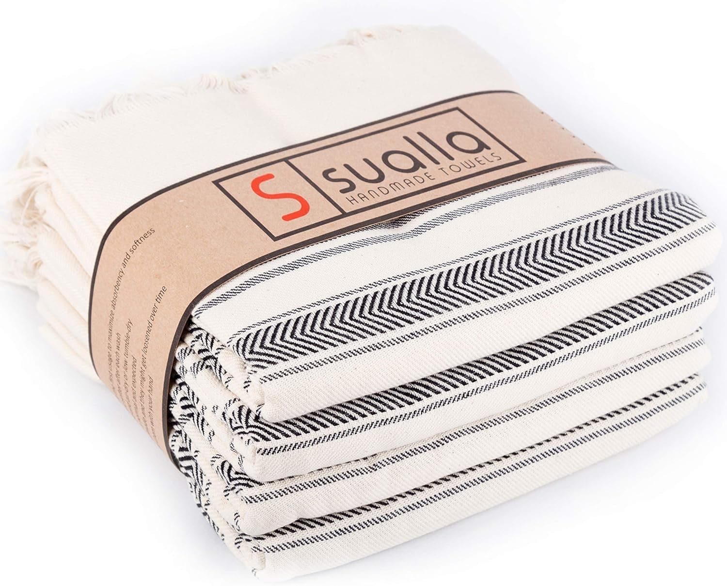 Sualla 100% Cotton - Kusadasi Turkish Towel - Black (Set of 4)