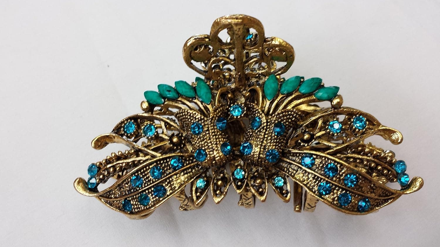Gorgeous Vintage Jewelry Crystal Rhinestone Flower Design Fashion Hair Claws Hair Clips Hair Jaw Clips - X-large Size - Emerald Color -For Thick Hair Beauty Tools