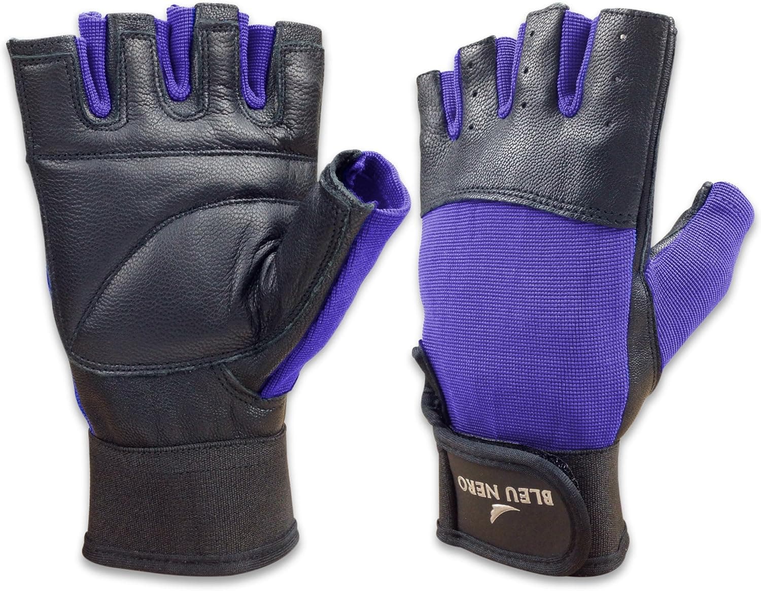 Blue Nero Genuine Leather Gloves Workout Cycling Exercise Lifting Fitness Gym