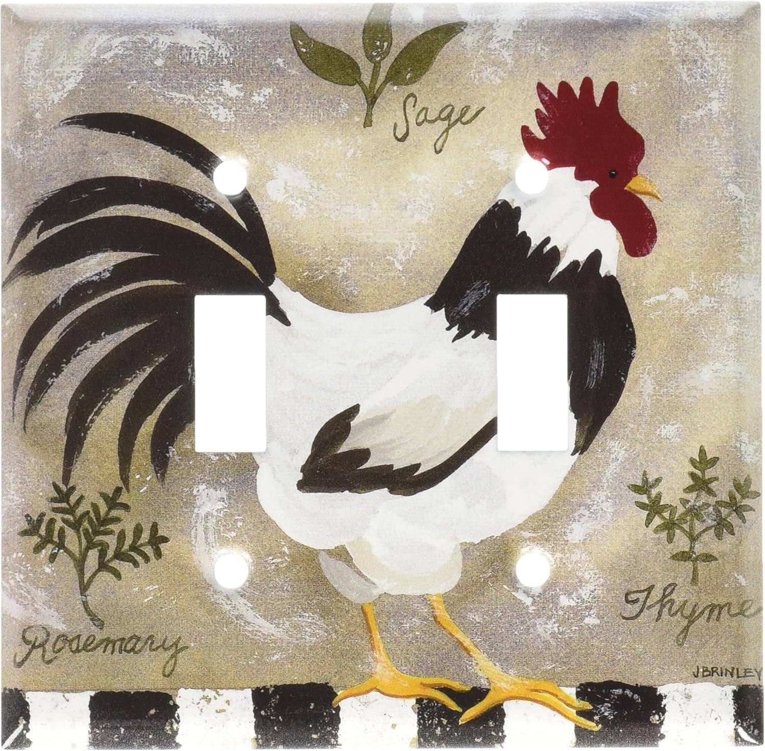 Art Plates - Jennifers Rooster Switch Plate - Double Toggle
