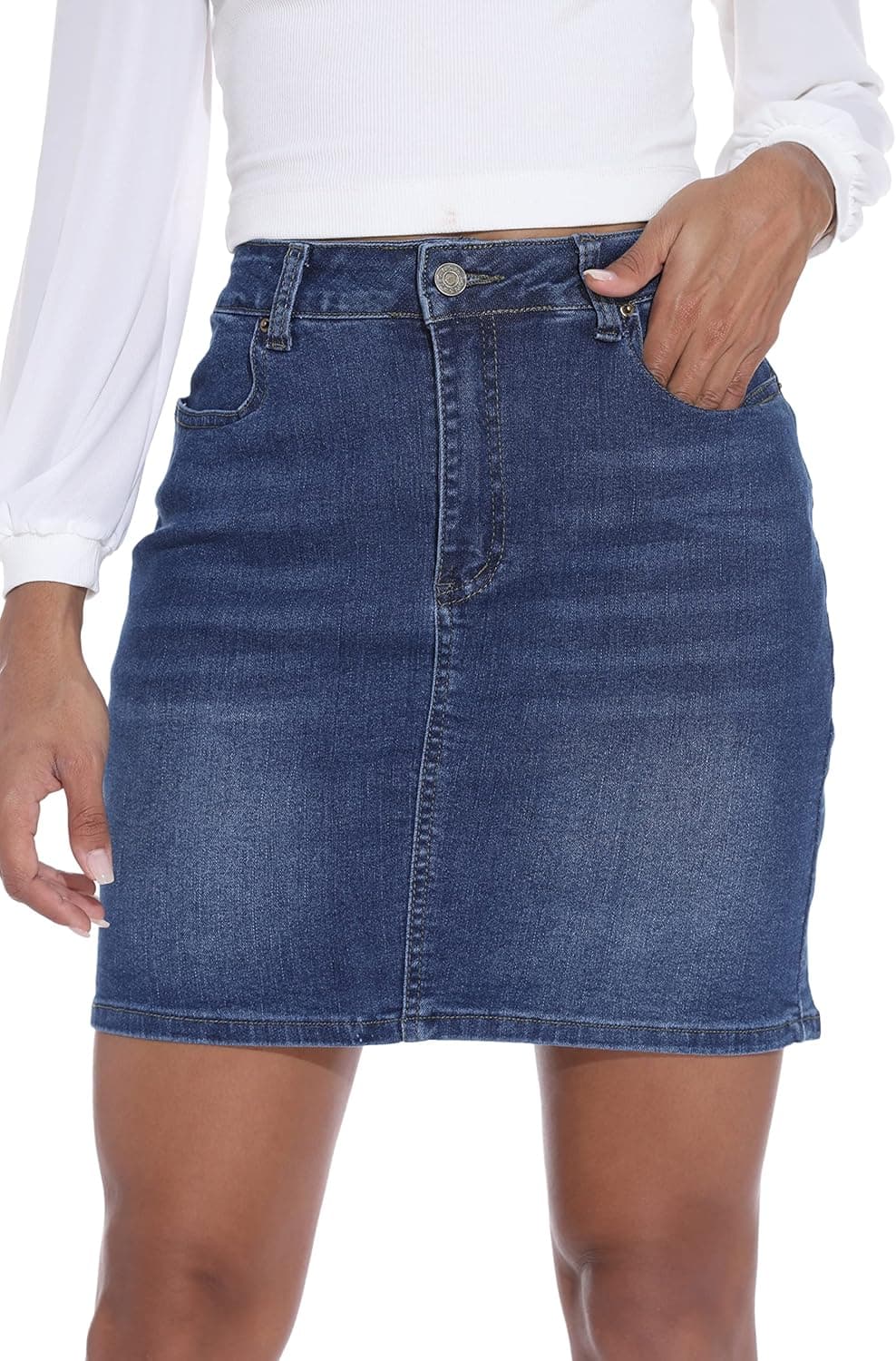GUANYY Women's Stretch Denim Mini Skirt - Slim Fit & Stylish