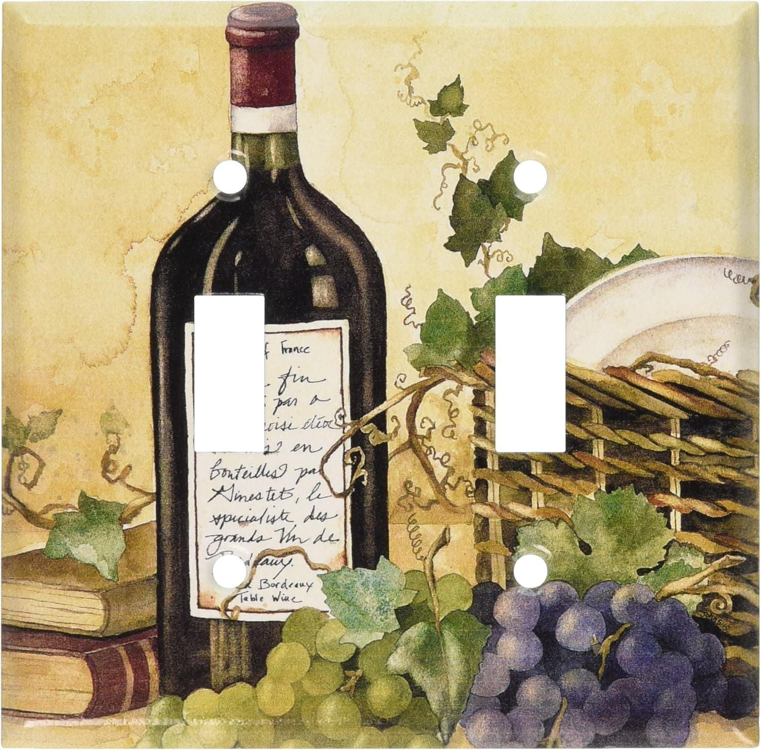 Art Plates - Wine Table Switch Plate - Double Toggle