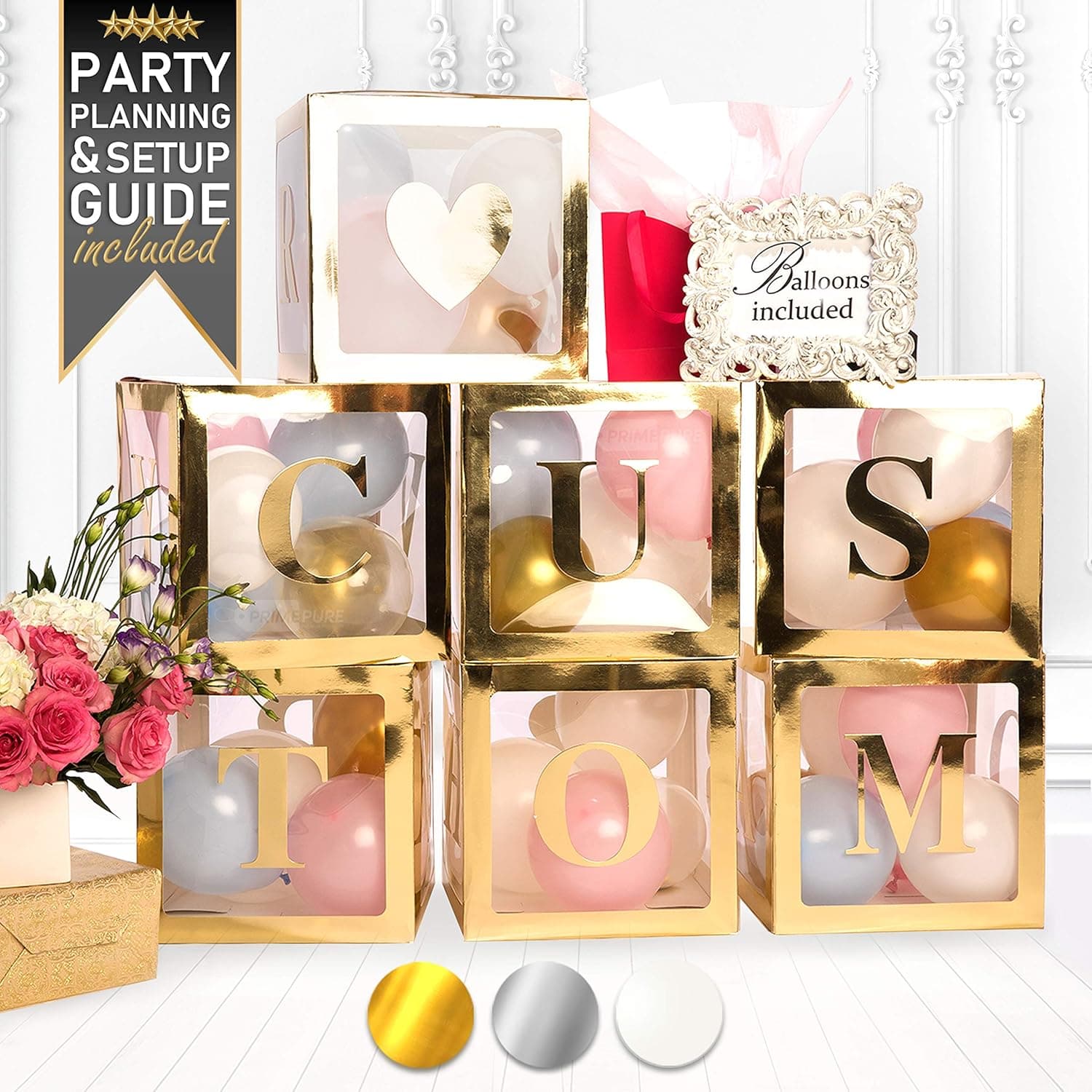 Letter Boxes Gender Reveal Decorations| Baby Shower Decorations for Girl and Boy| Gold Baby Boxes with Letters for Baby Shower| Baby Shower Boxes| Baby Shower Backdrop| Baby Box