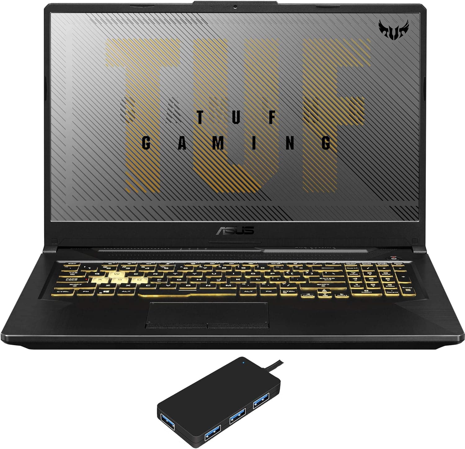 ASUS TUF A17 Gaming and Entertainment Laptop (AMD Ryzen 7 4800H 8-Core, 32GB RAM, 1TB PCIe SSD, NVIDIA GTX 1660 Ti, 17.3" Full HD (1920x1080), Wifi, Bluetooth, Webcam, 1xHDMI, Win 10 Pro) with USB Hub