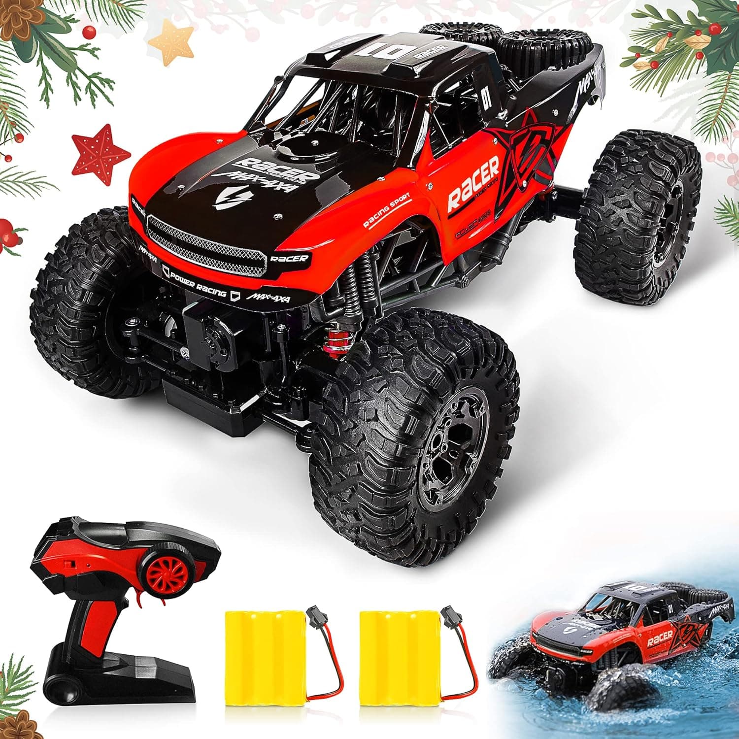 Remote Control Car, 1/12 RC Car Monster Truck 2.4GHz All Terrain Waterproof Racing Car Off-Road RC Crawler Toy Gift for Kids Adults