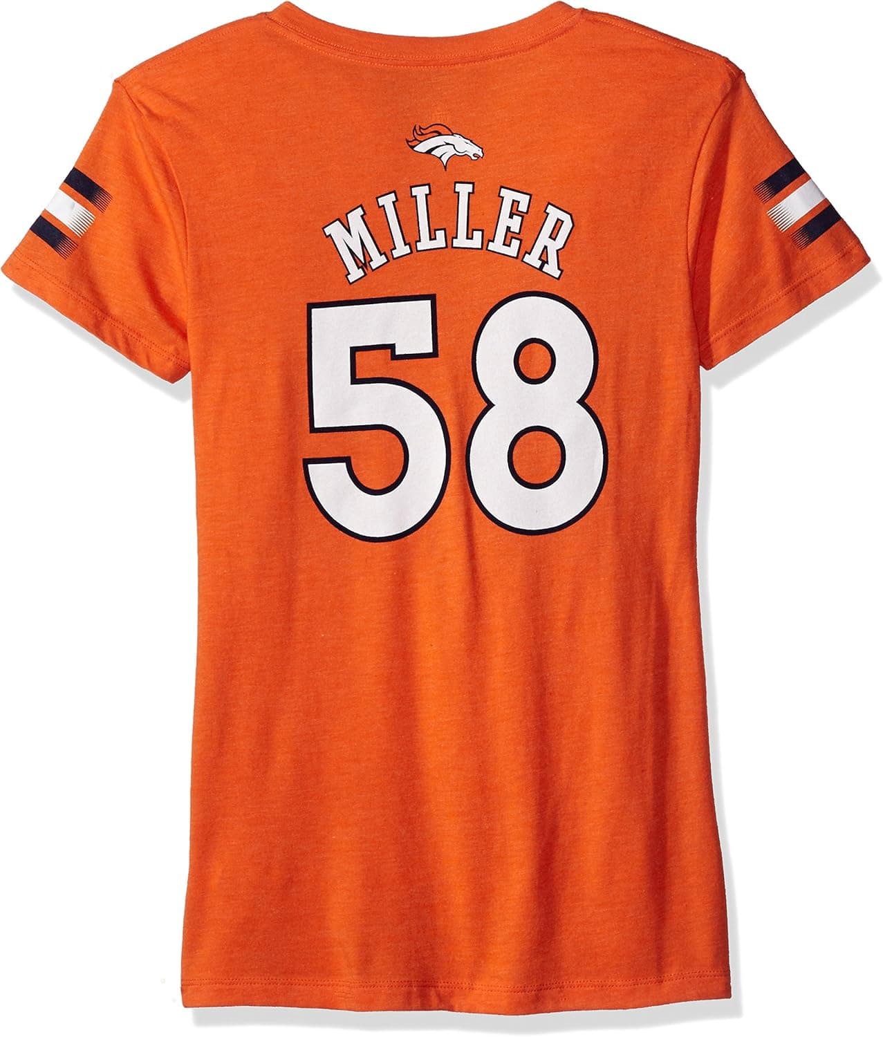 NFL Denver Broncos Girls Outerstuff "Main Stripes" Player Short Sleeve Tee, Team Color , Youth Large (12-14)