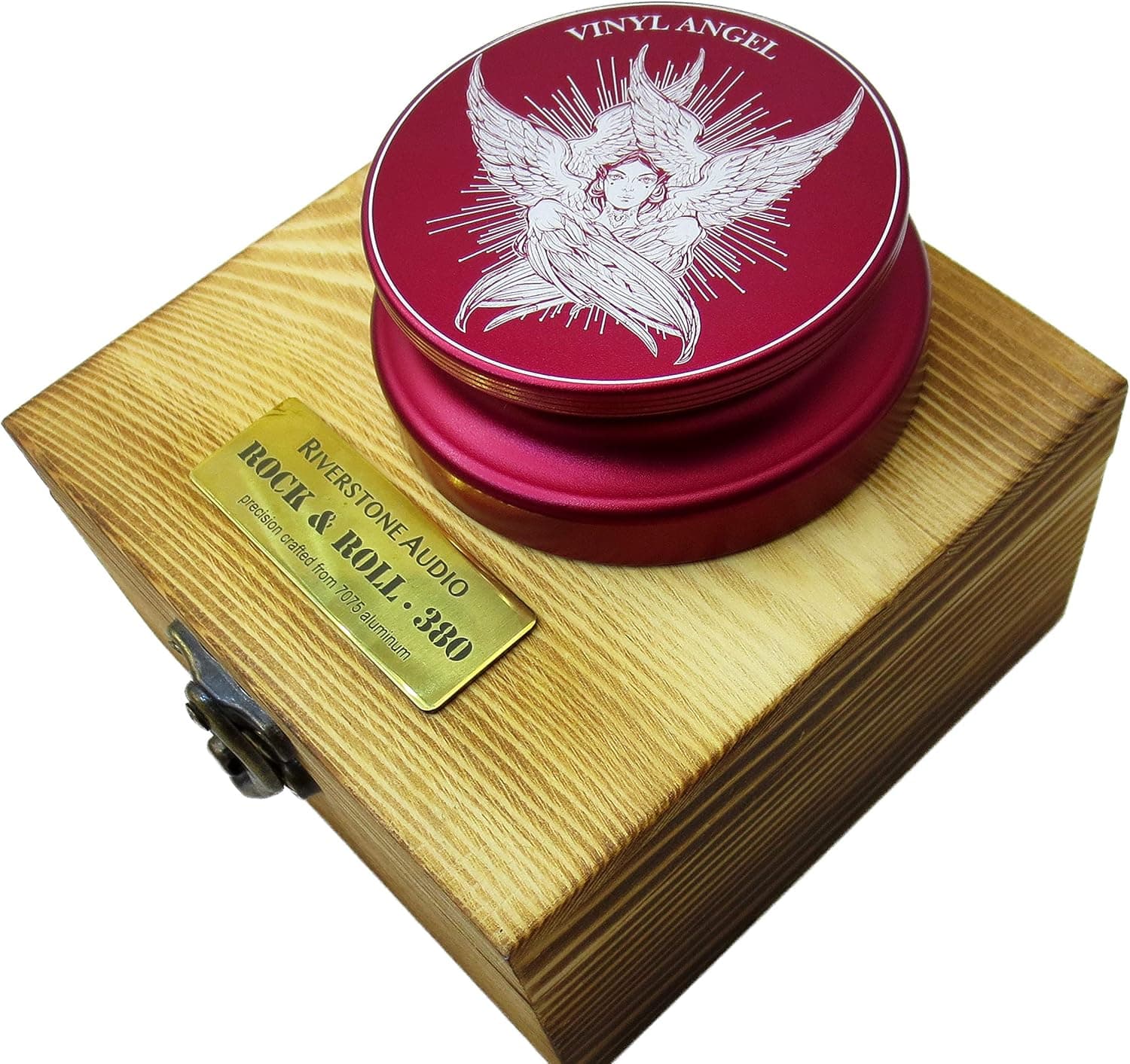 Riverstone Audio - Rock & Roll Series 380 Record Weight Turntable Stabilizer (380 g) - Anodized Aluminum - Laser Engraved Surface - Vinyl Angel - Color: (Viper Red)