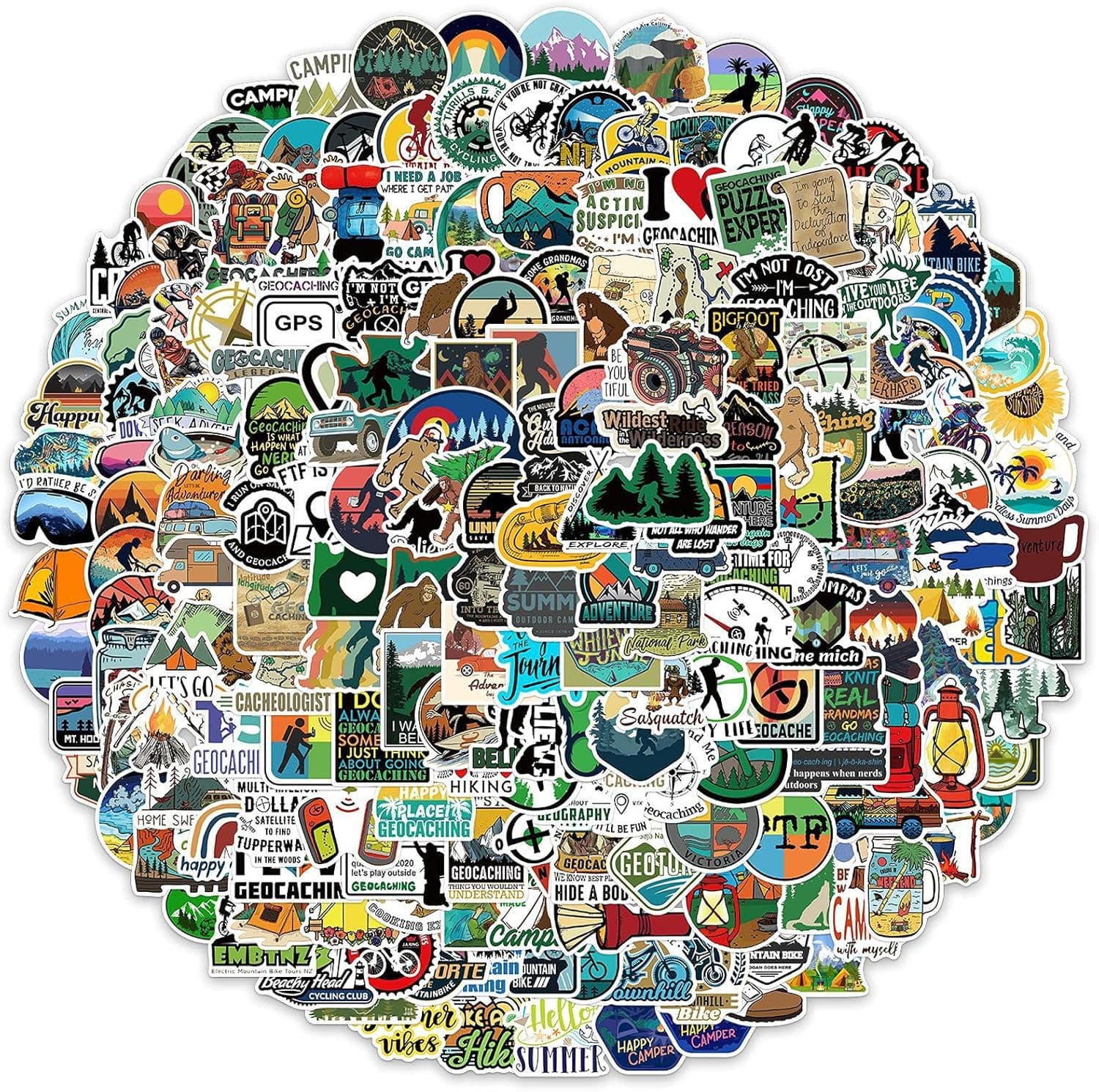 300 PCS Stickers Variety Pack, Colorful Outdoor Nature Adventure Camping Waterproof Vinyl Sticker for Hydroflask Yeti Water Bottle Laptop Computer Phone Case, Decals for Adult Teens Girls Boys Kids