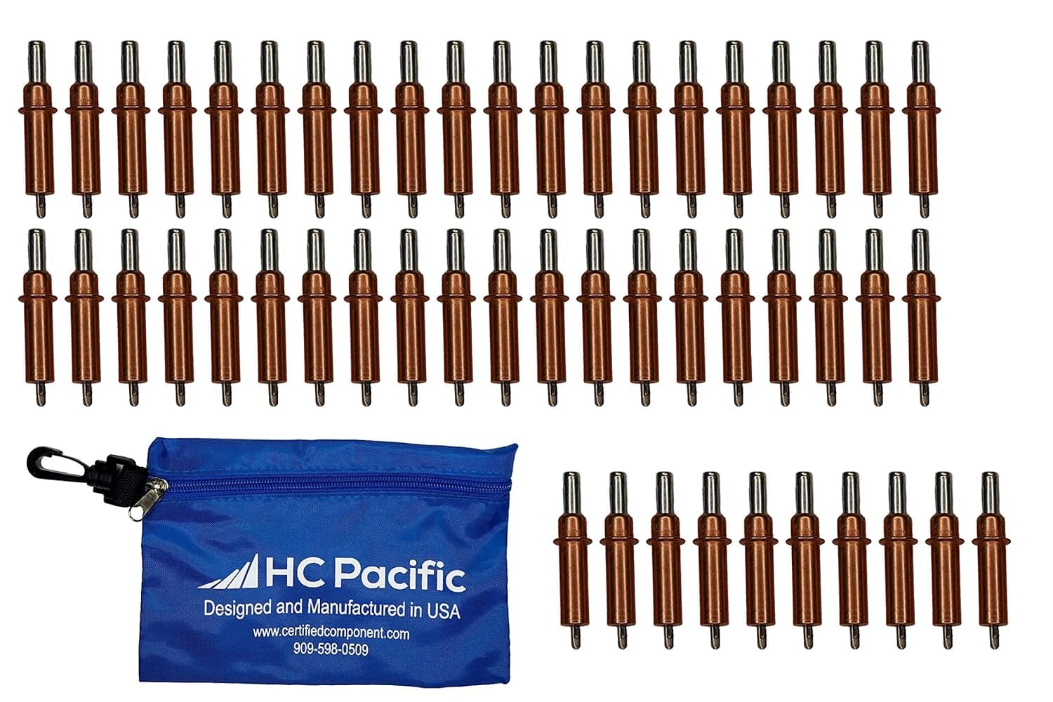 50 Each C1/8 Cleco Fasteners & Pouch (Drill Size #30, Grip 0-1/4") Made in USA
