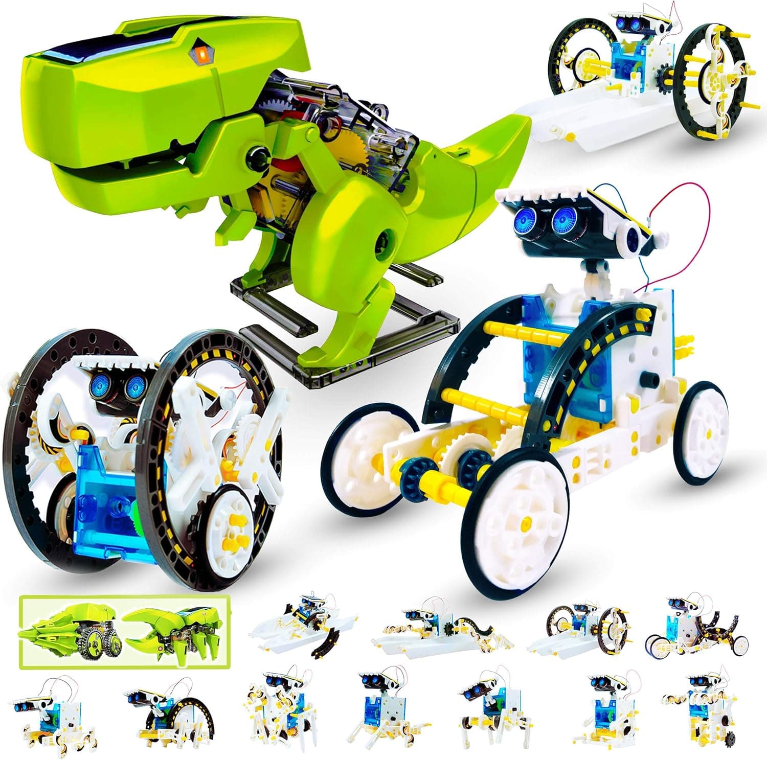 16-in-2 Educational Solar Robot Building Kit - 315PCS Science Kits Stem Projects for Kids - DIY Gifts for 6 7 8 9 10 11 12 Year Old Boys Girls - 2Pack Engineering Robotics Kit w/ Motorized Engine