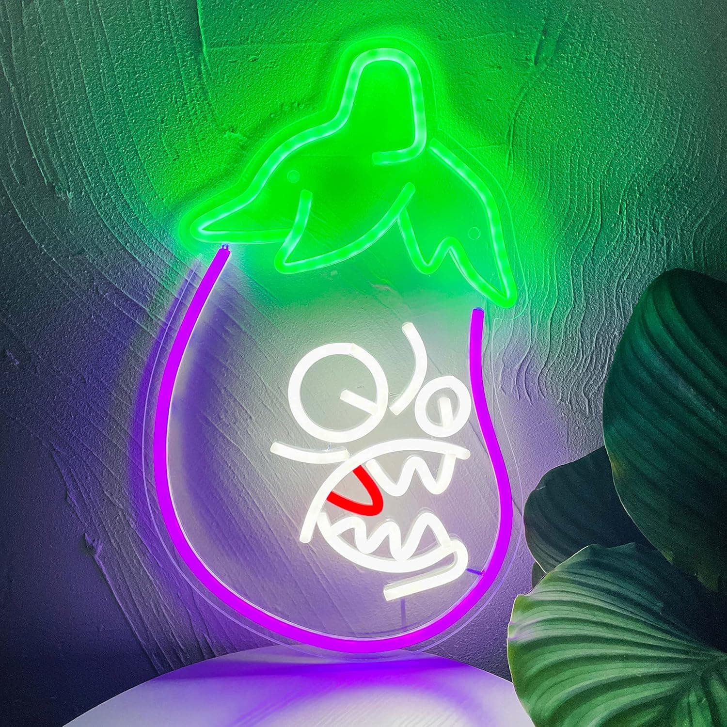 JOSEBRU Bad Eggplant Neon Sign PvZ Bad Eggplant Sign Dimmable LED Neon Light for Gamer Room Decor Eggplant Decor for Man Cave Baddie Room Decor Gifts for Boyfriend