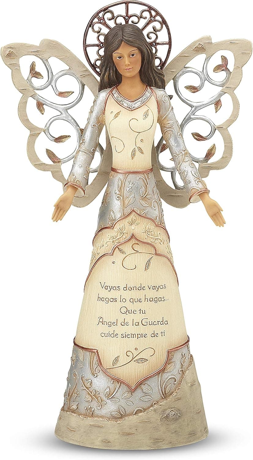 Elements Angel de la Garda Guardian Angel Hispanic Angel Figurine by Pavilion, 9-Inch, Inscription Voyas Donda Vayas Hagas Lo Que Hagas