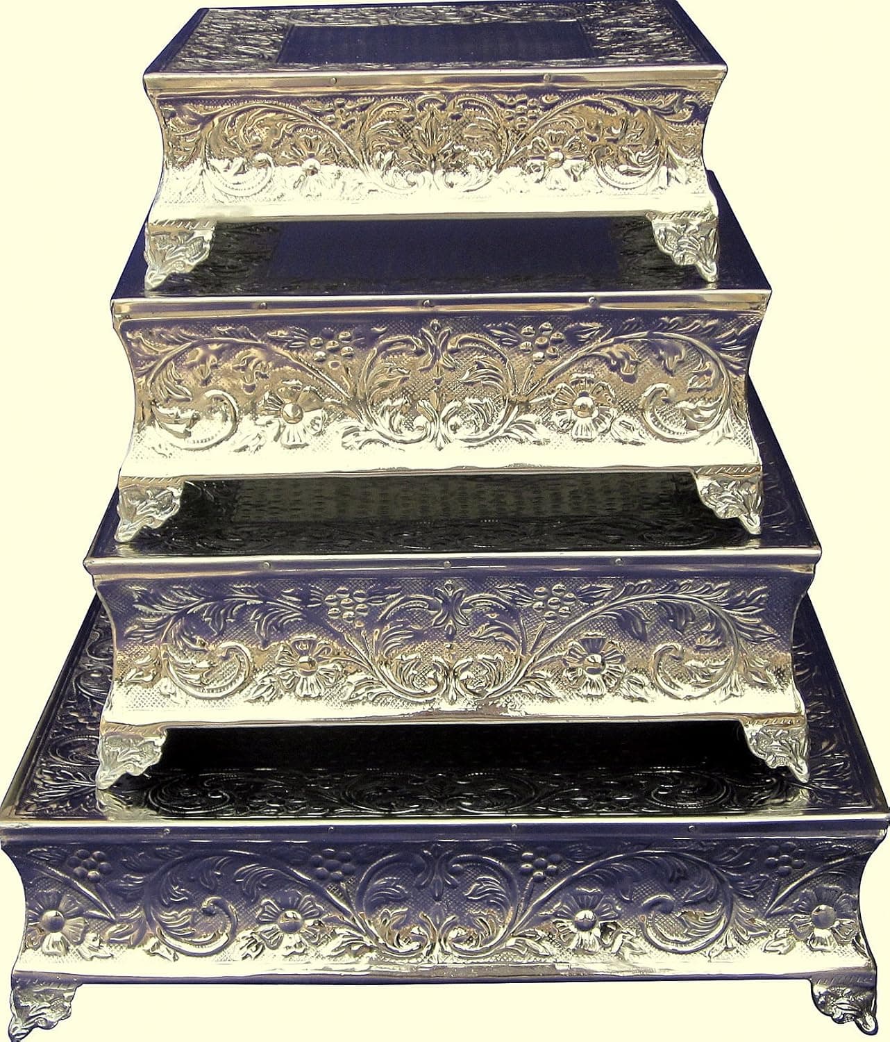 GiftBay Creations® Wedding Cake Stand, Aluminum, Silver Finish (14", 16", 18", 22" / Square)