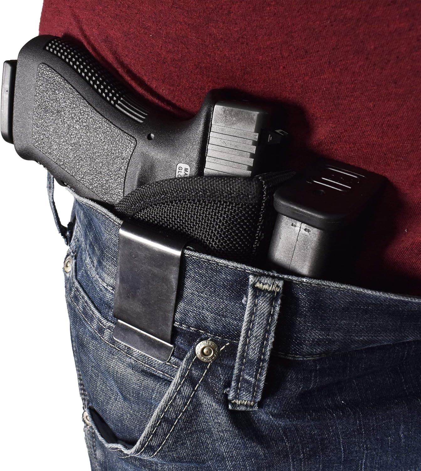 BlueStone Safety Compact Concealed Carry IWB Handgun Holster| Full Size Inside Waistband holster for 1911, Ruger SR9, S&W Shield, Glock 17/19/21/22/23/26/27/30, Sig Sauer 229, Springfield XDS