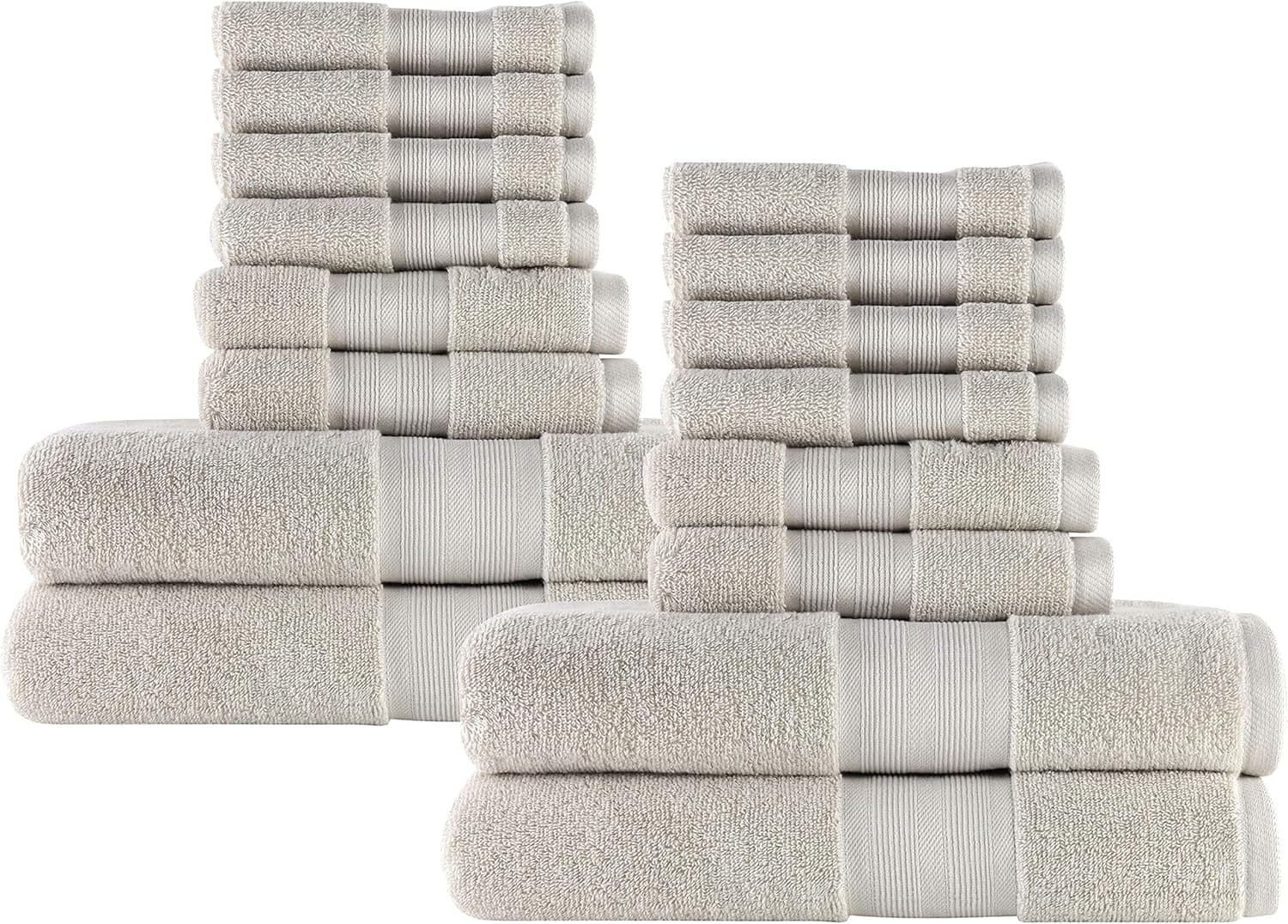Made Here American Heritage by 1888 Mills 100% Organic Cotton Luxury 16-Piece Bath Set- Stone
