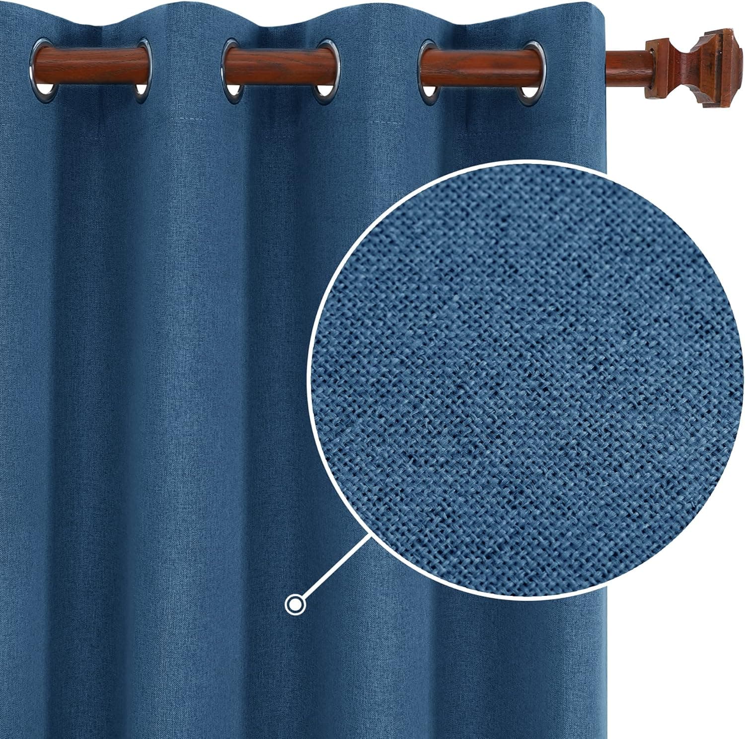 Deconovo 100% Blackout Curtains, Thermal Insulated Panels, Soundproof Noice Reducing Drapes with Grommets for Kids Room - 52x90 Inch, 2 Panels, Aegean Blue