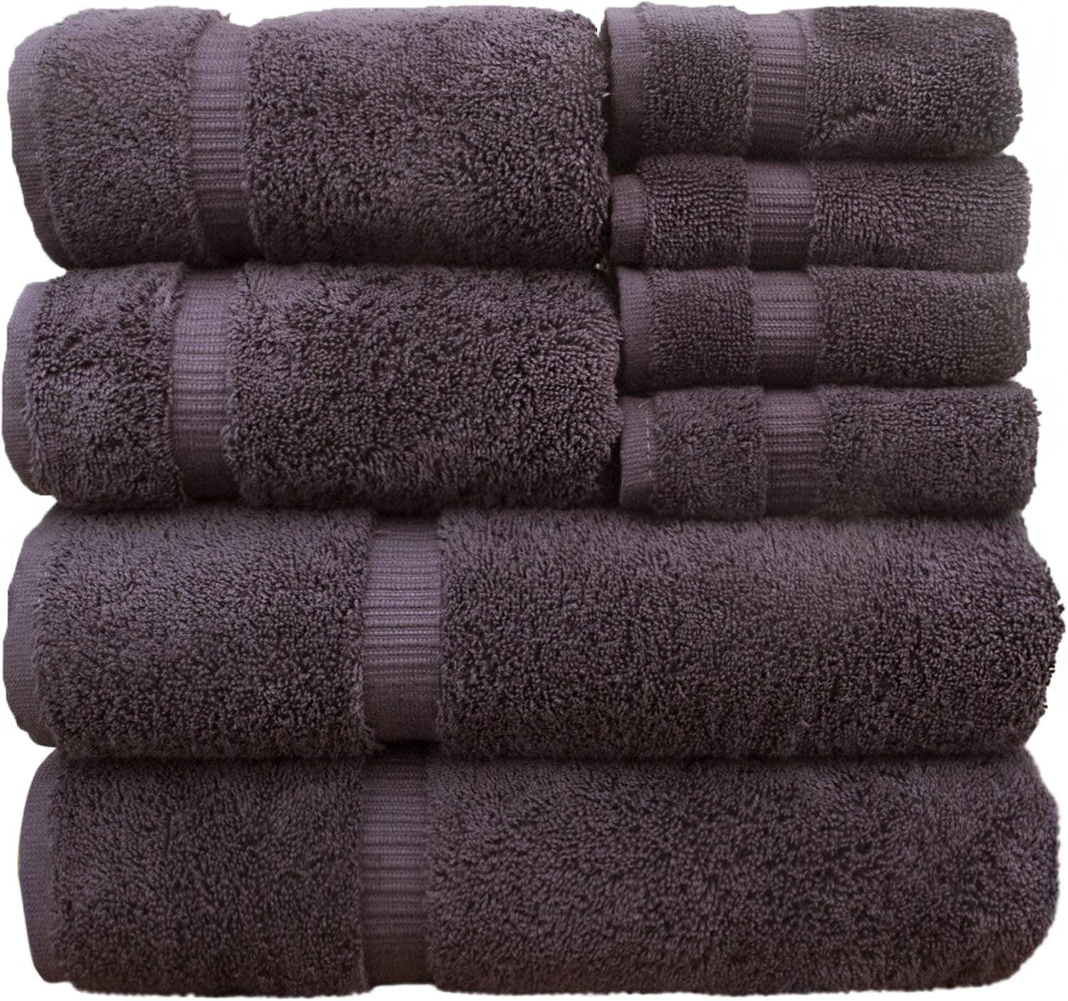 100% Cotton Luxury Hotel & Spa Towel 100% Superior Cotton Towel Bundle 8 Piece Towel Set, Plum, 2 x Bath Towels 27"X54", 2 x Hand Towels 16"X30", 4 x Wash Cloths 13"x13"