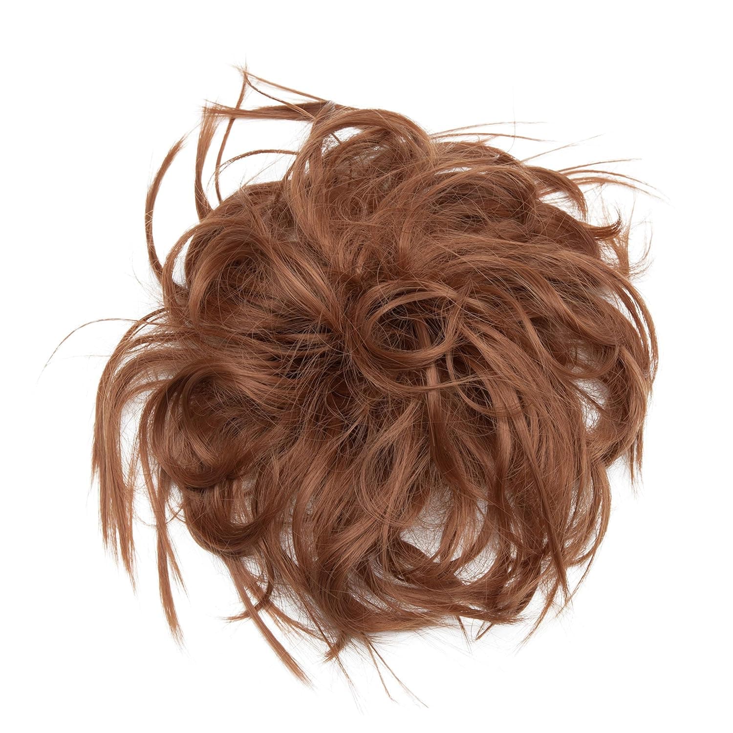 Hairro Fluffy Tousled Scrunchy Updo Hair Bun Hair Piece Messy Bun Hairpieces Synthetic Hair Scrunchies Up Do Donut Wrap On Chignons With Elastic Rubber Band Ponytail For Women Girls #30 Light auburn