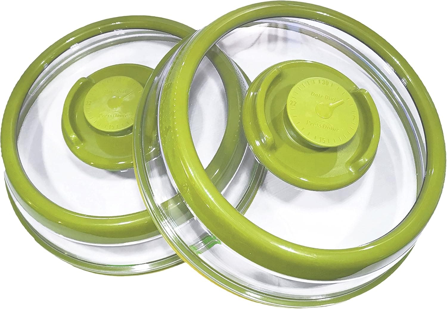 PressDome Universal Vacuum Air-tight Food Sealer Container Plate Platter Lid Cover Topper Dome, 2 Pack (Green)