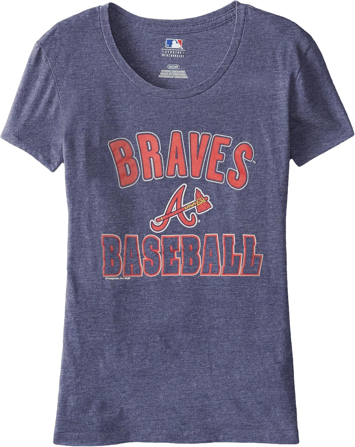 MLB Atlanta Braves Women's 59M Tee, Navy Heather, Medium