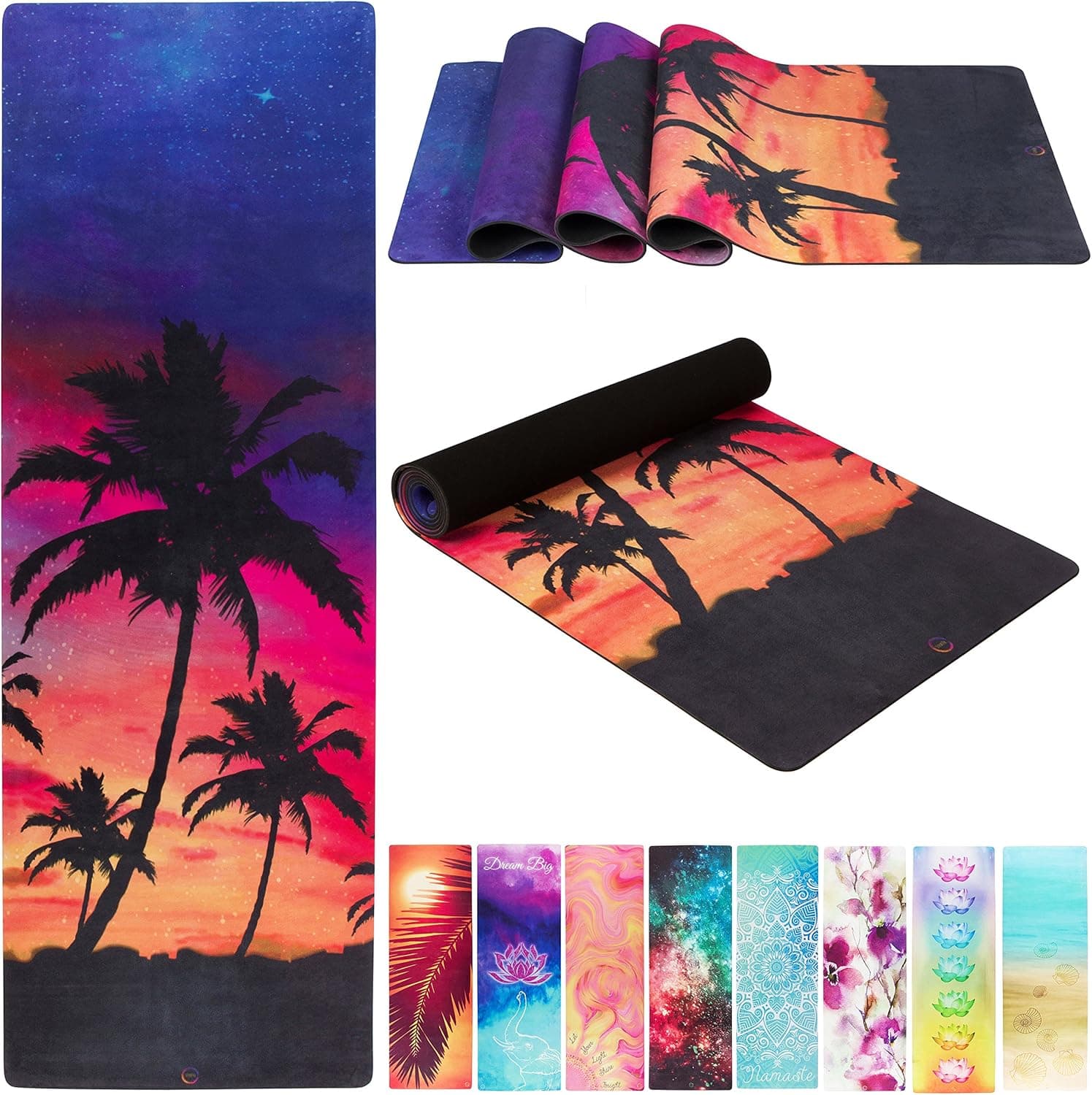 Solasta Natural Suede Yoga Mats - Luxury Eco Friendly Anti Slip Thick Yoga Mat 4MM Ideal For Hot Yoga, Bikram, General Workouts - Hot Yoga Mat w/Strap - Natural Rubber / Microfiber Towel Fitness Mat
