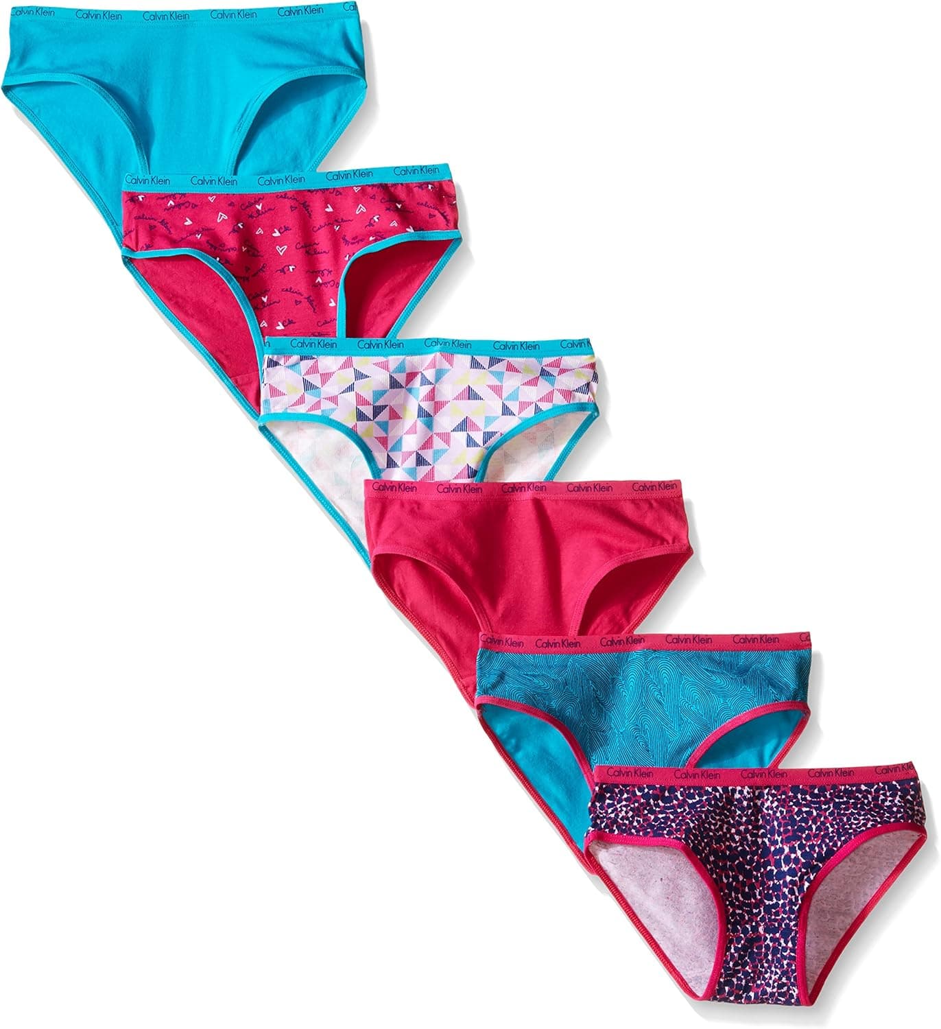Calvin Klein Girls' Multicolor Bikini (Pack of 6)