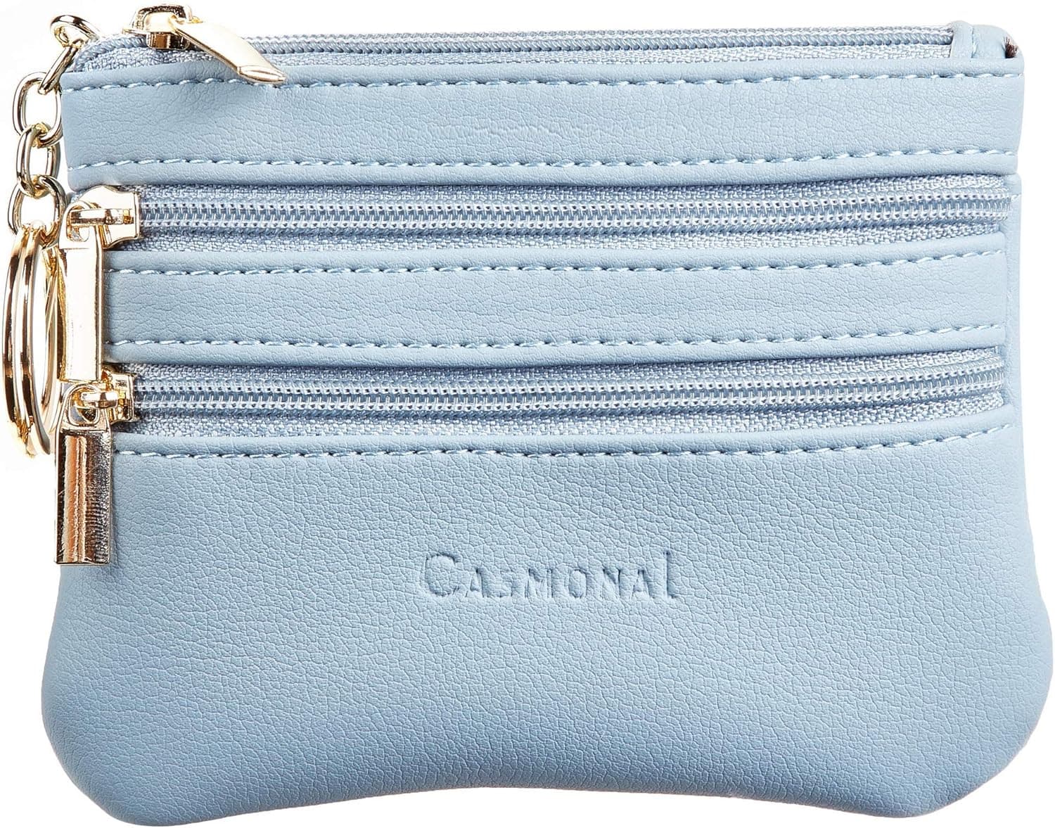 Casmonal Womens Genuine Leather Coin Change Purse Pouch Slim Minimalist Front Pocket Wallet Key Ring