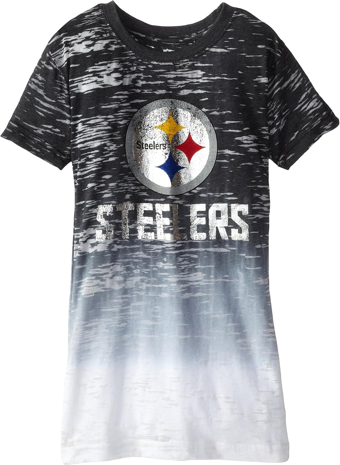 NFL Pittsburgh Steelers Youth Short Sleeve Burn Out Tie Dyed Tee (Age 7-16)