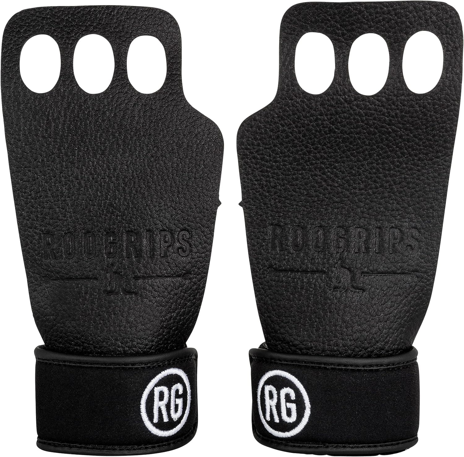 RooGrips - 3-Finger Durable Protective Leather Hand Grips, Weightlifting and Gymnastics Grips, Non-Slip Pull Up Gloves for Men and Women