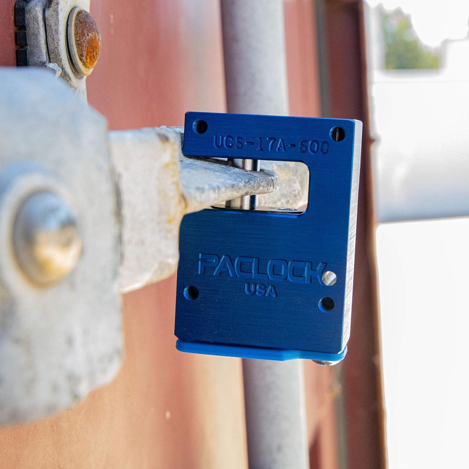 PACLOCK's UCS-17A-600 Padlock, Buy American Act Compliant, Blue Anodized Aluminum, High Security 6-Pin Cylinder, One Lock Keyed to a Number U-Pick! w/ 2 Keys, Hidden Shackle