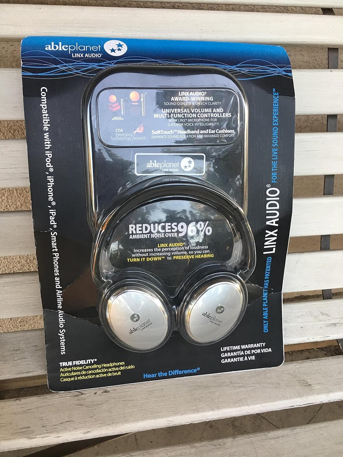 Able Planet True Fidelity Active Noise Canceling Headphones (Silver Chrome)