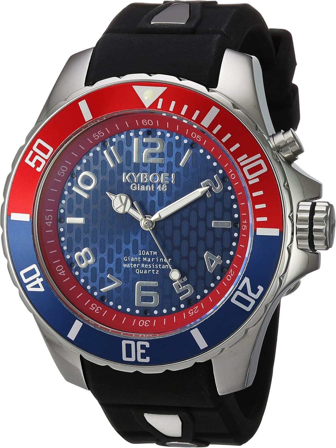 KYBOE! Power Stainless Steel Quartz Watch with Silicone Strap, Black, 22 (Model: KY.48-007.15)