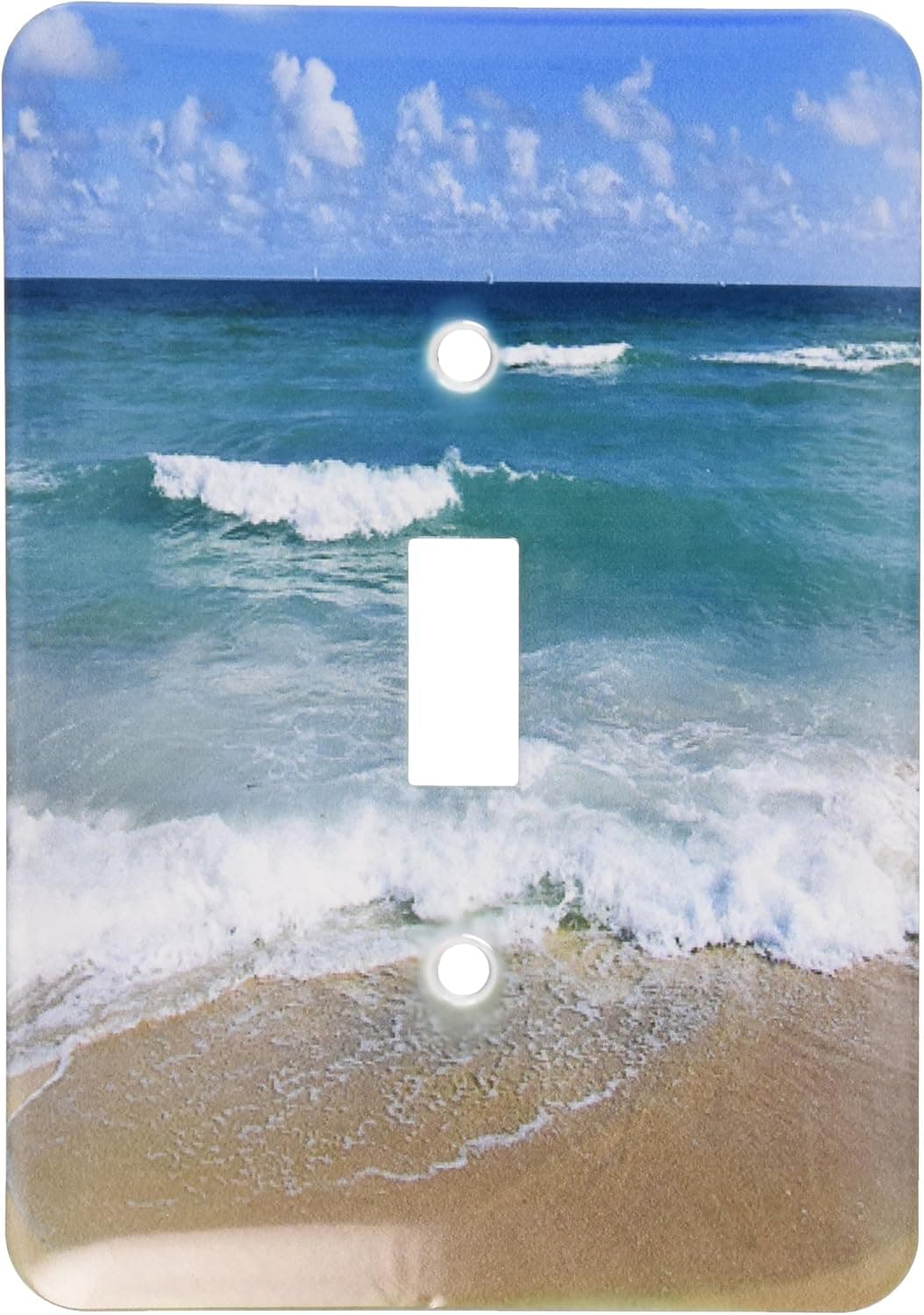 3dRose LLC lsp_155089_1 Miami Beach Sand Sandy Wave Ocean Water Summer Holiday Vacation Tropical Blue Tranquility Serenity Single Toggle Switch